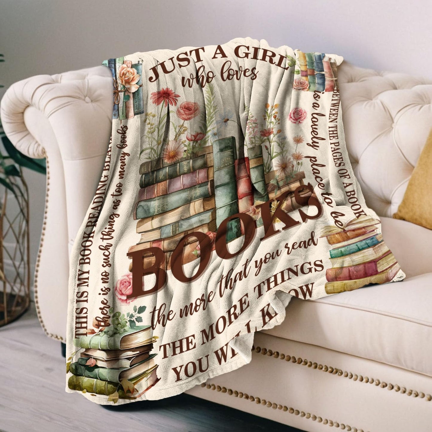 Books Blanket for Book Lover,Lightweight Book Throw Blankets for Girl Women, 50 x 60 inches