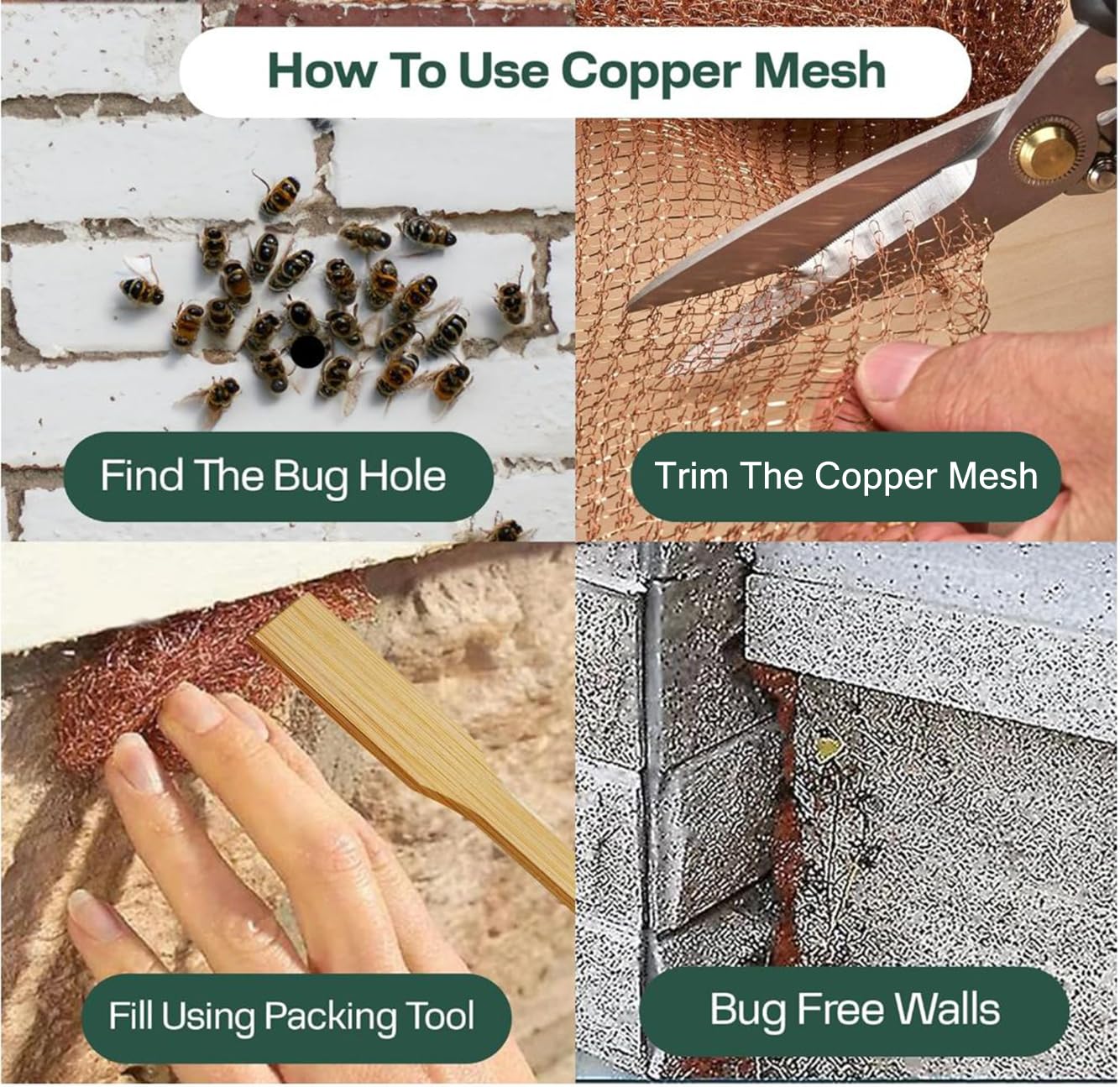 3rd Gen Copper Mesh Rodent Control Kit - Raytrends 100% Premium & Pure Copper Wool for Slug, Pest, Snail, Mice & Rat Control - Offers 2 Copper Mesh Rolls with Scissors and Packing Tool