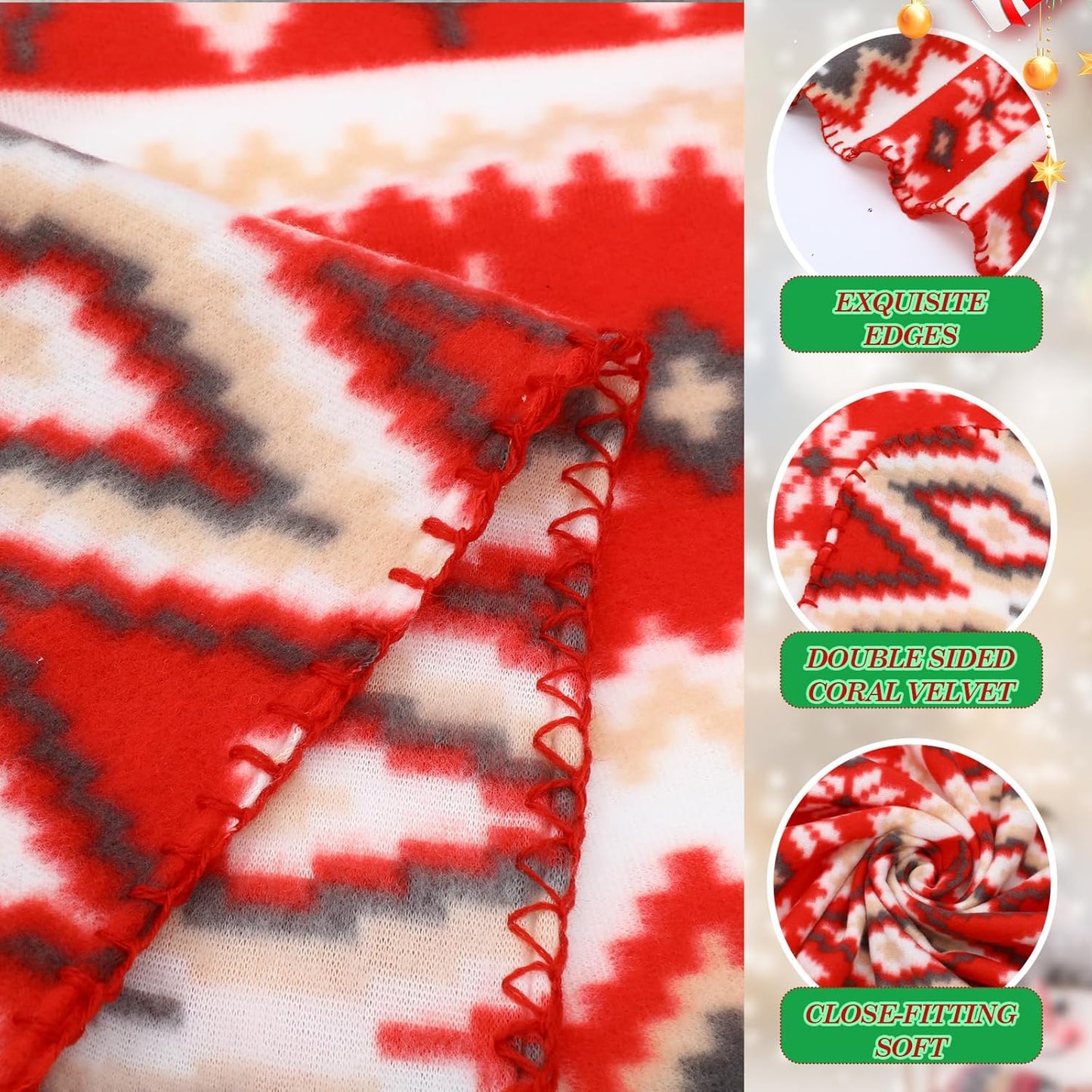 Preboun 6 Pcs 50 x 60 Inch Winter Throw Blanket Bulk Winter Decorations Gifts for Women Fleece Throw Blanket Warm Fair Isle Themed for Couch Sofa Office Travel Wedding