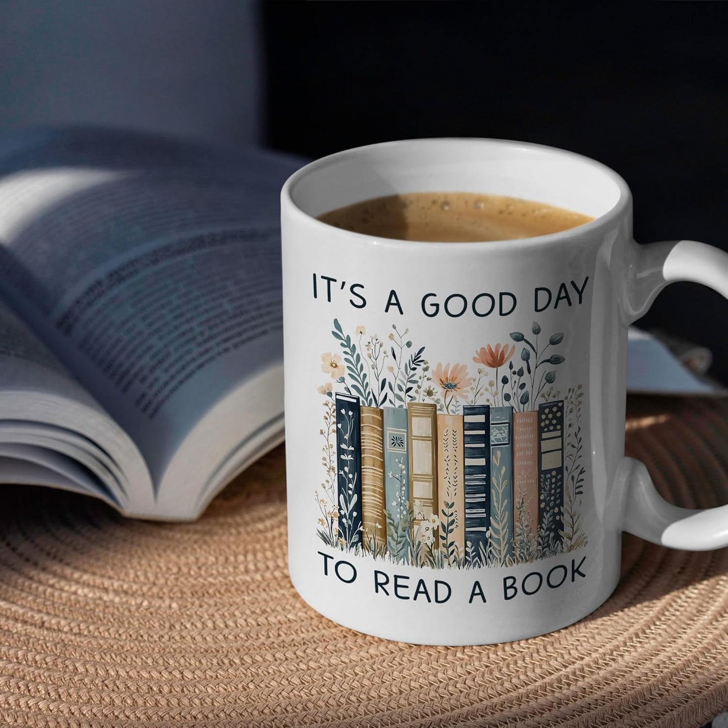 Gifts For Book Lovers Women - It’s A Good Day To Read A Book Mug, Bookish Coffee Mug with Stacked Novel Design, Bookworm Mugs for Readers, Birthday Gifts for Books Lovers Women