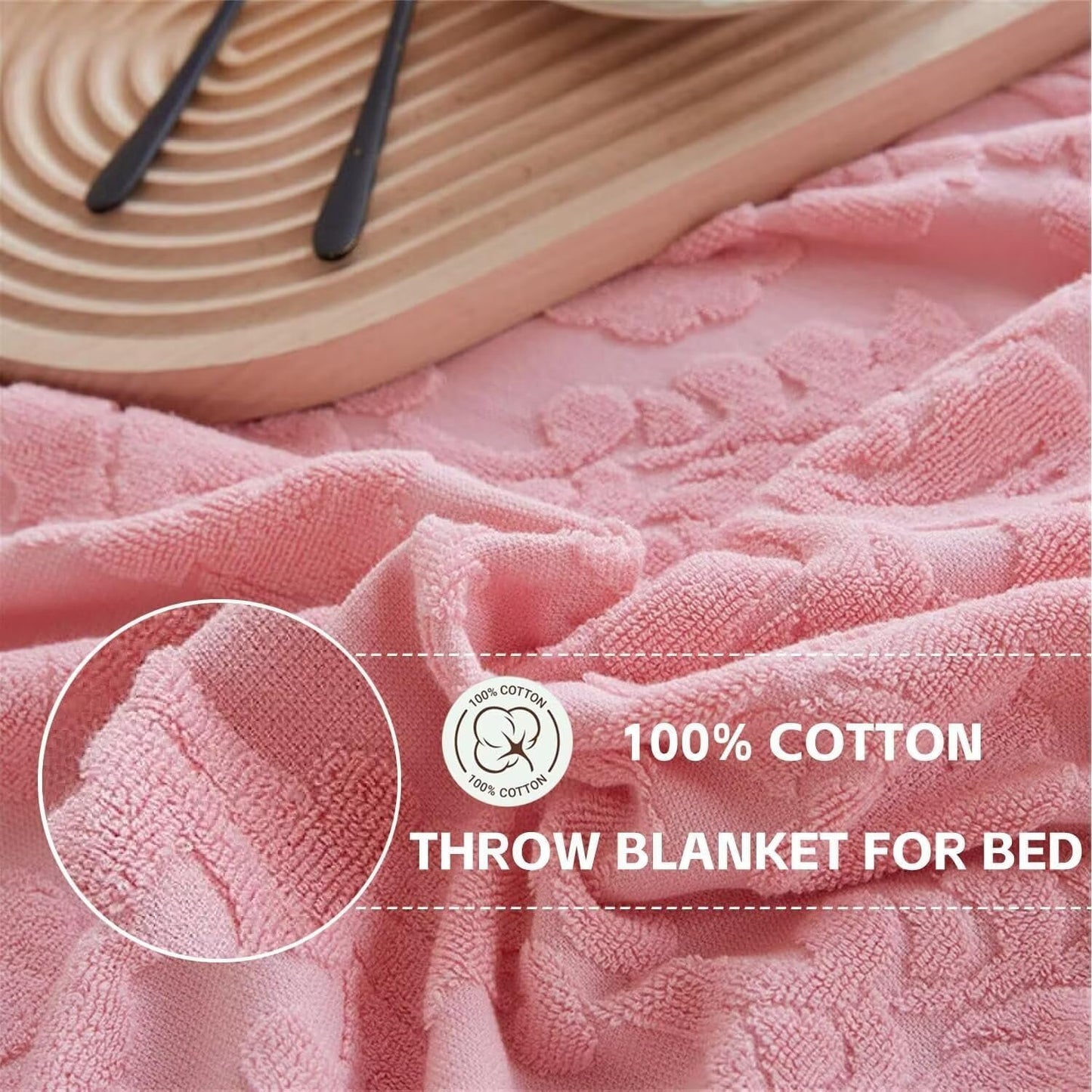 Solid Color Duvet Towel Blanket, Ultra Soft Comfy Cotton Carved Towel Blanket Keep Warm Durable Terry Terry Cloth for All Seasons Traveling or Camping Bedroom Decor(Pink,180x200cm/71x79inch)