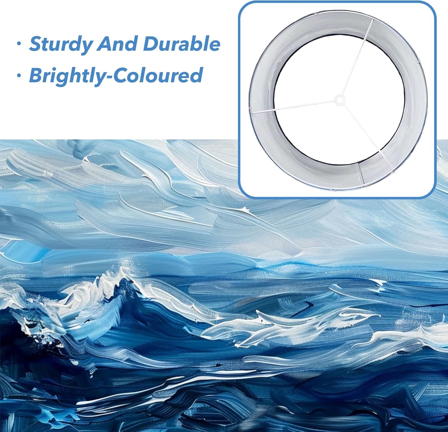 Decorative Lamp Shade Polyester Fibre Printed Drum Shade for Table Lamp & Bedside Lamp, 13 "Top x 13" Bottom x 10 "Height,Includes 2pcs (Sea Waves)