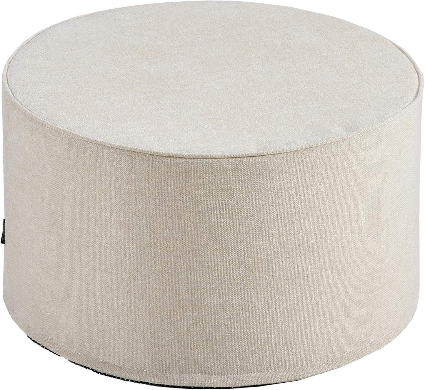 Large 22" Sturdy Ottoman Pouf for Living Room, Bedroom, Playroom, High Density Foam Filling Footrest, Side Table, Extra Seating Home College Dorm Décor Extra Firm (Beige)