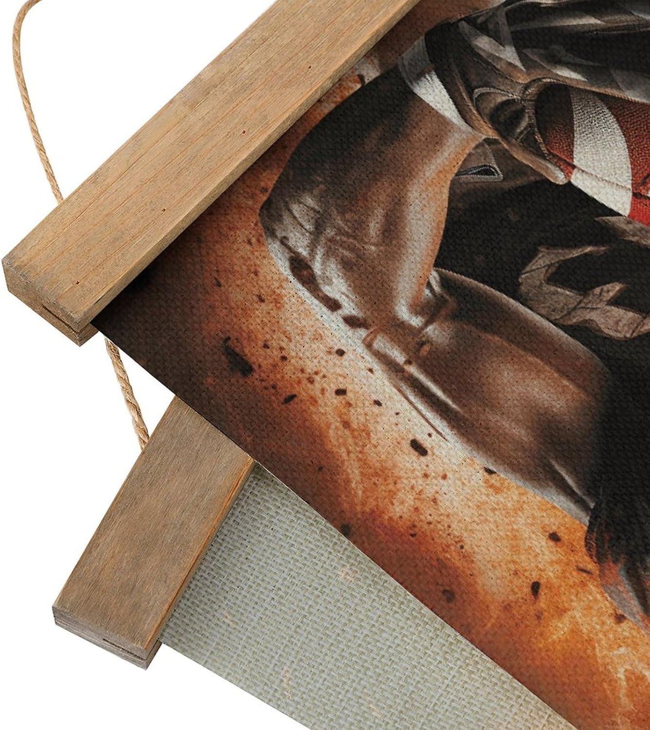 Vintage Cool American Football Poster with Wooden Frame Personalized Linen Hanging Scroll Painting Rustic Wall Hanging Illustrative Modern Artwork Decor for Home Living Room Bedroom Office