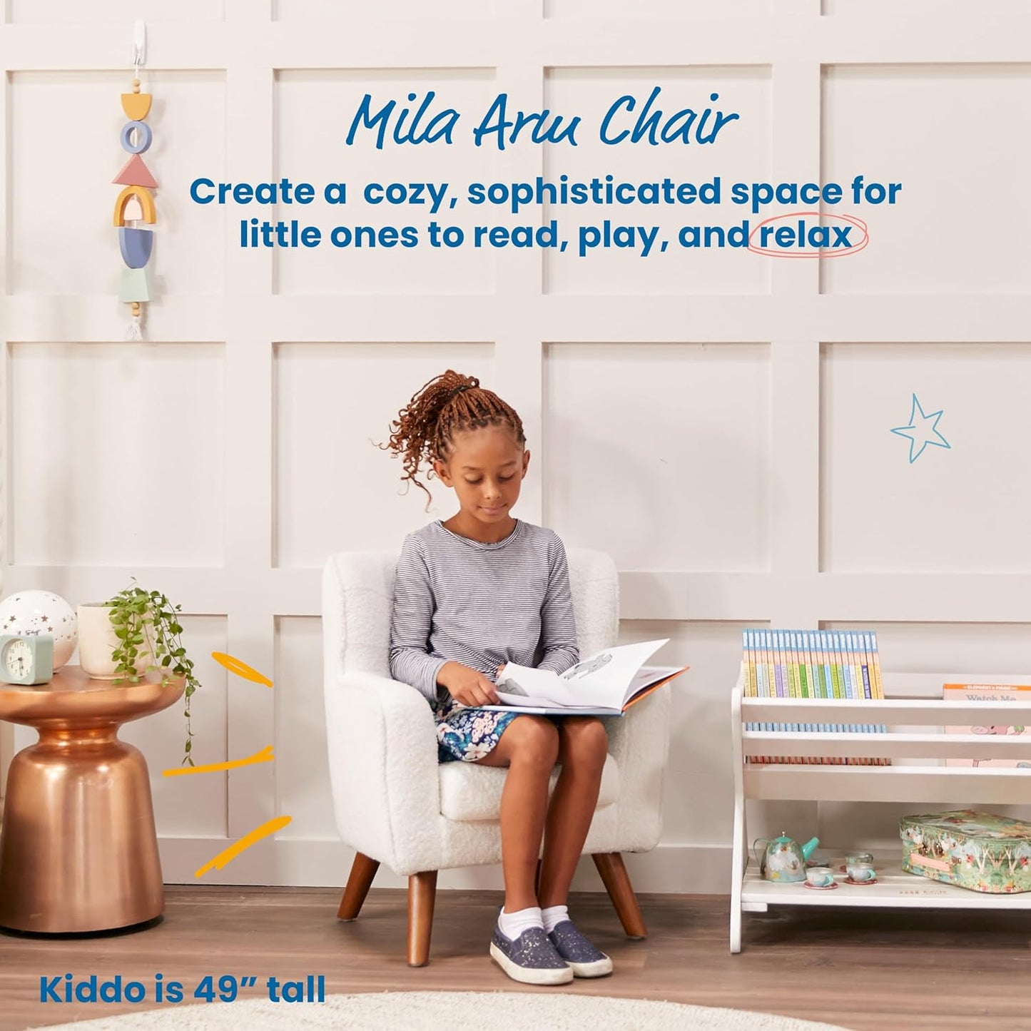 ECR4Kids Mila Arm Chair, Kids Furniture, White
