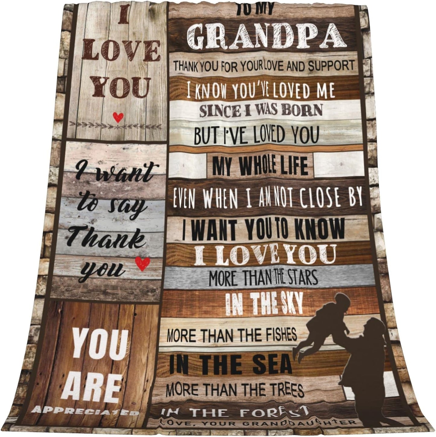 Grandpa Birthday Gifts, Grandpa Gift from Granddaughter, Soft Cozy Flannel Throw Blanket Christmas for Grandfather Fathers Day, Grandpas Blanket 80"x60",