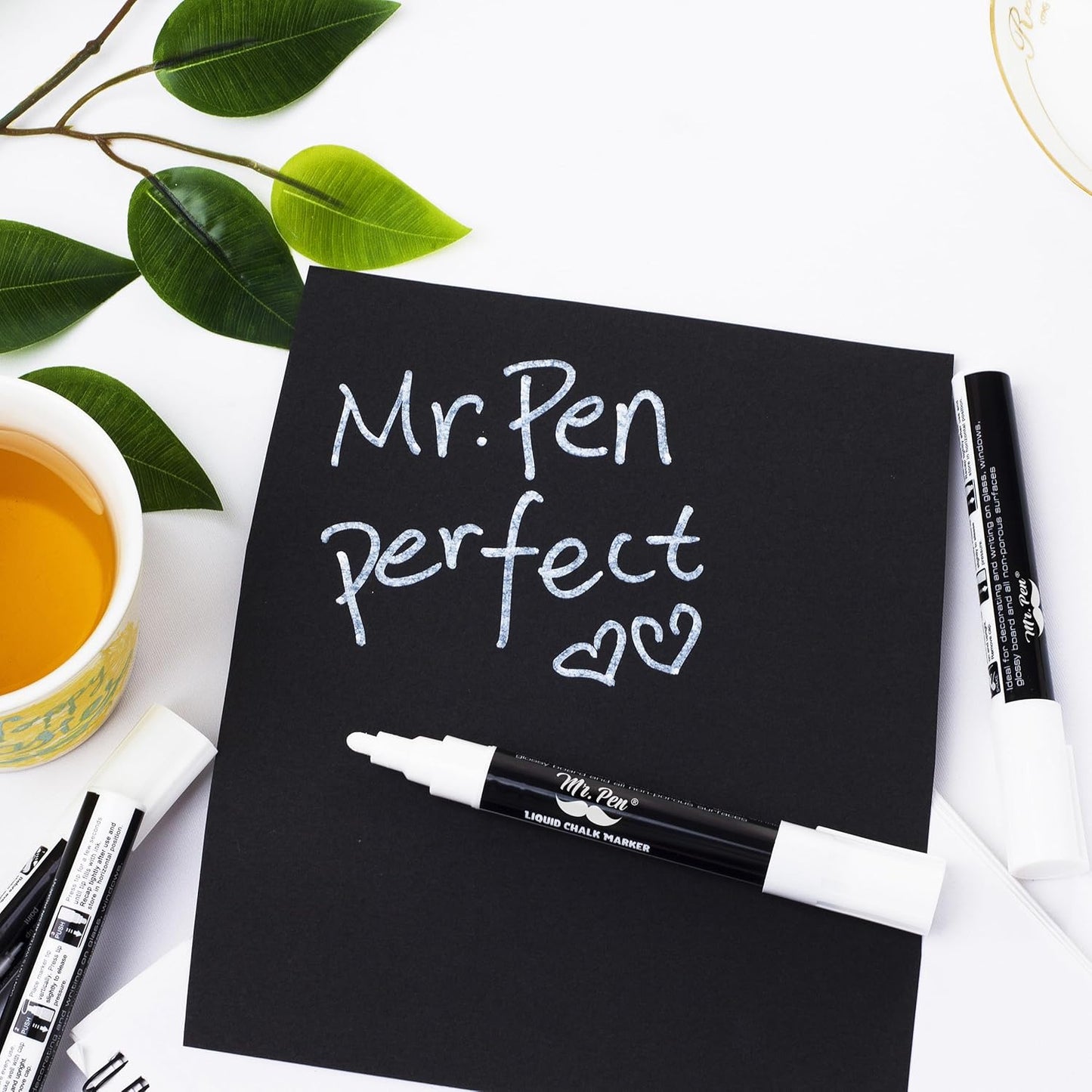 Mr. Pen- White Chalk Markers for Blackboard, 4 Pack, Reversible Tip, White Liquid Chalk Marker, Non-Toxic Liquid Chalkboard for Windows and Glass, Erasable Markers
