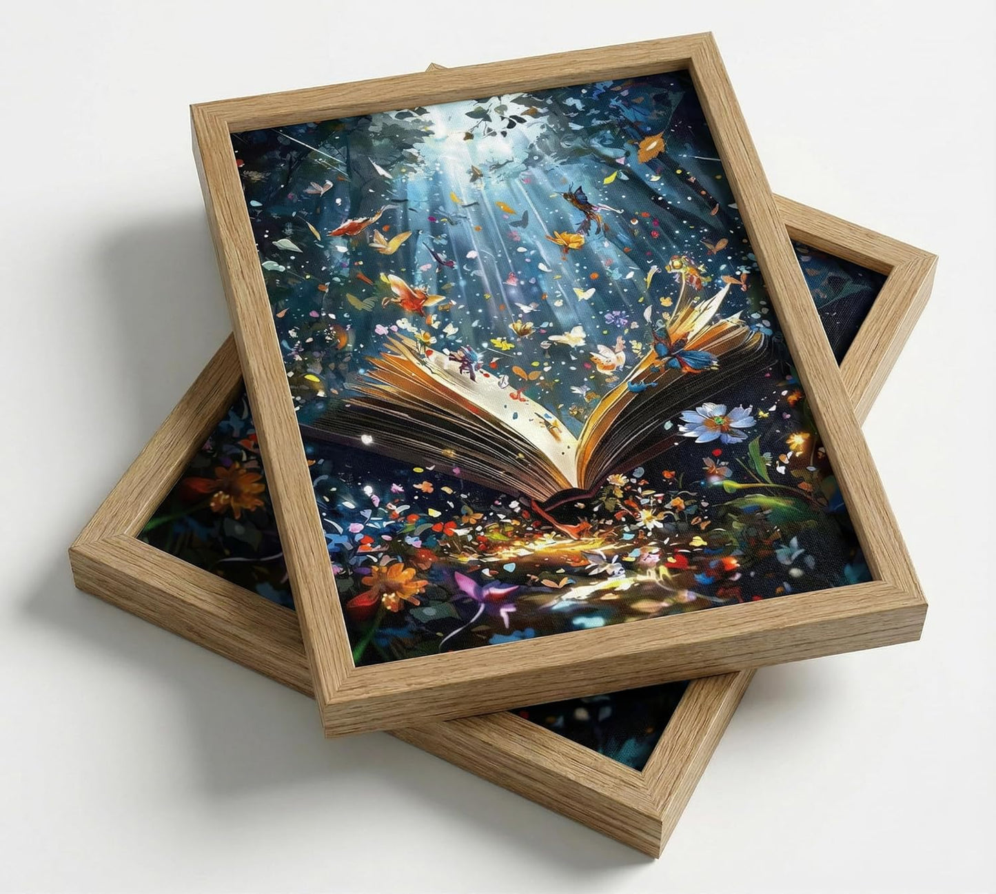 Framed Book Canvas Wall Art Butterfly Emerging From Book Picture Wall Decor Reading Enthusiasts Poster Print Painting for Library Reading Room Bedroom Modern Reading Concept Home Decoration