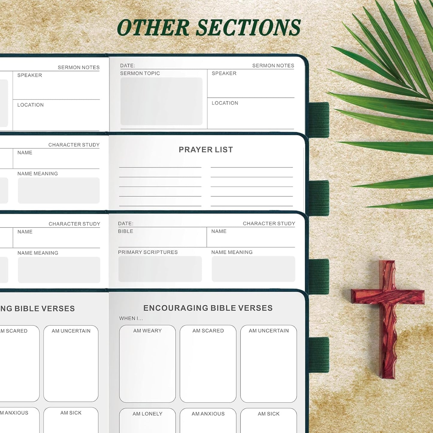 JUBTIC Bible Study Journal with Verse, Prayer Journal for Woman & Men, Christian Planner, Study Scripture Notebook, Faith & Devotional Journal, Bible Notebooks for Note Taking, Christian Gifts (Dark Green)