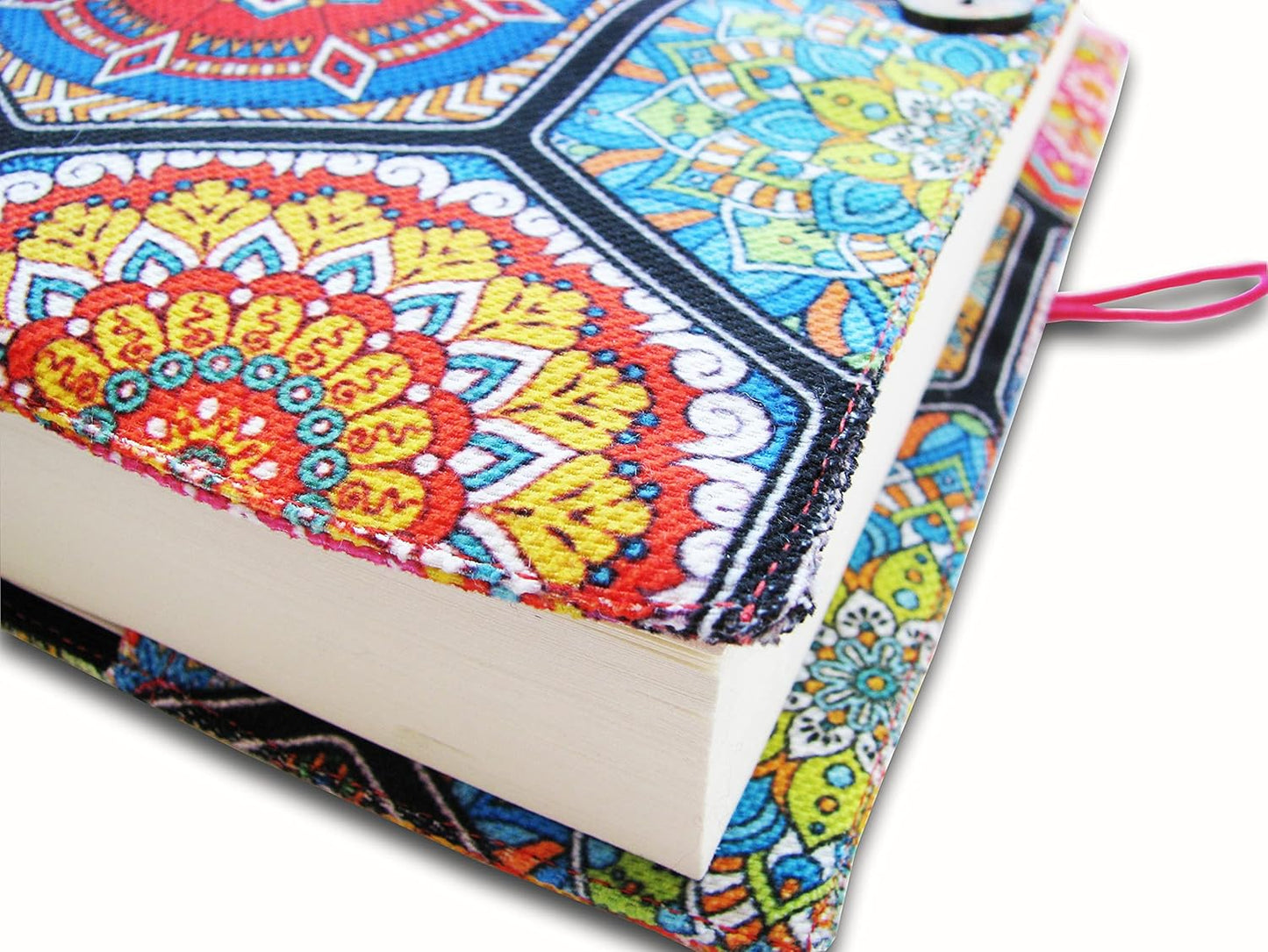 Book Cover for Novel, Ethnic Ottoman Pink Pattern Book Cover, Washable Cloth Hardcover for Paperback - Padded Book Sleeve Cover for Adult 5.5" x 8"