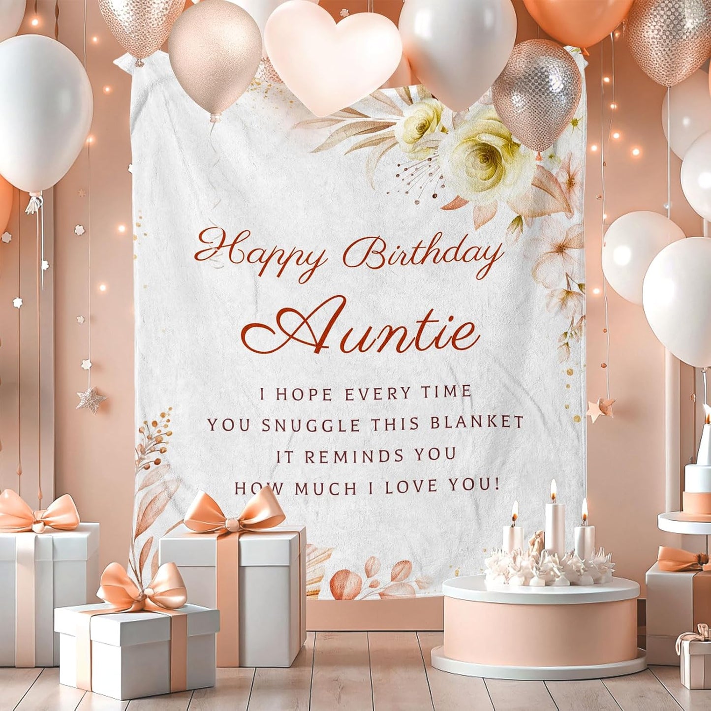 Aunt Birthday Gift Throw Blankets 60 x 50 Inch, Birthday Gift for Auntie from Niece, Happy Birthday Auntie Gifts, Birthday Gifts for Aunt from Nephew, Auntie Birthday Gifts