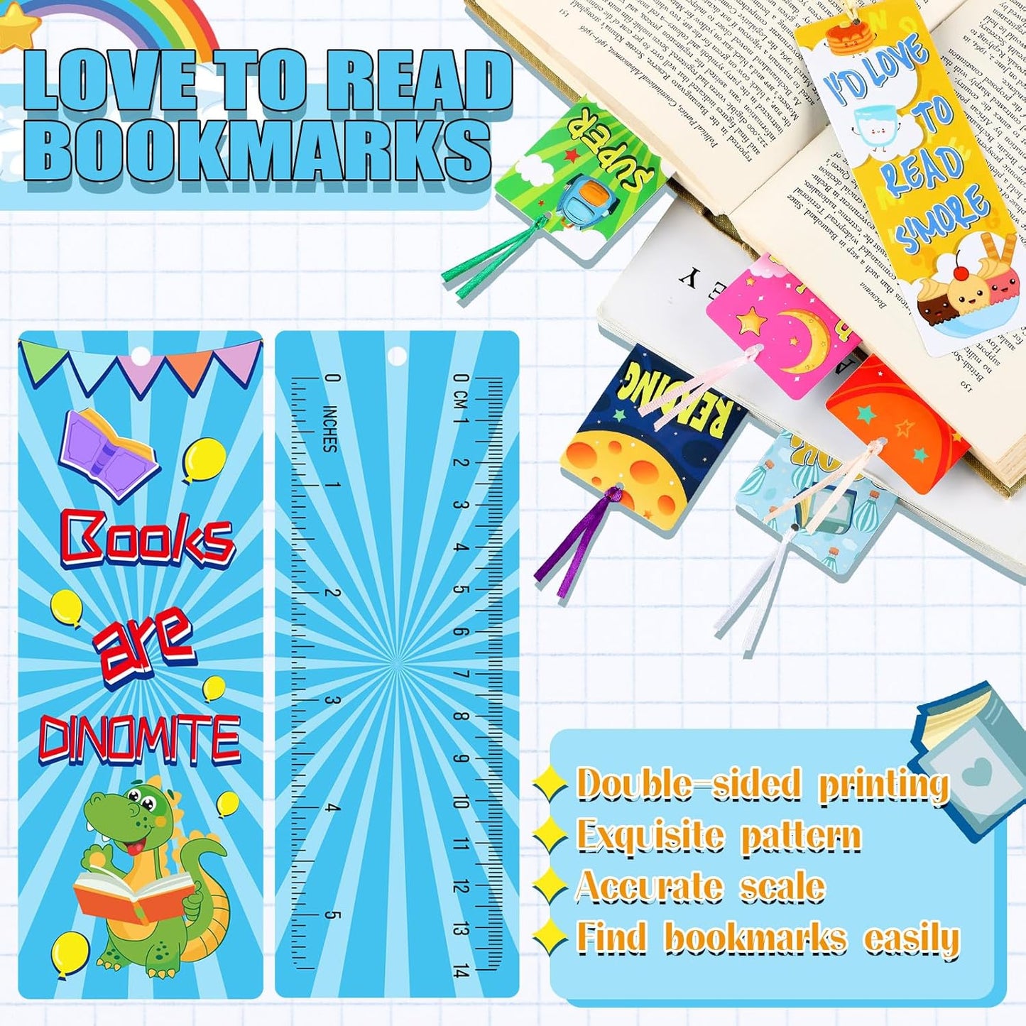 Chinco 120 Pieces Bookmarks for Book Lovers Love Read Bookmarks Supplies Double Sided for Book Lovers Gifts Women Reading