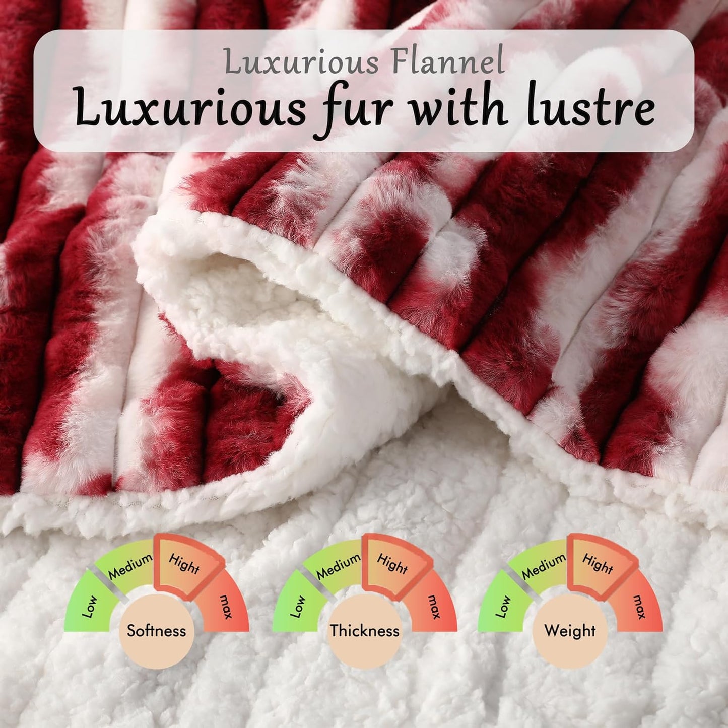 Electric Blanket Heated Throw Blanket, Super Soft Flannel & Sherpa Electric Throw Blanket with 6 Fast Heating Levels, 4 Hours Auto Off & OverHeat Protection, Machine Washable, 50'' X 60'', Red