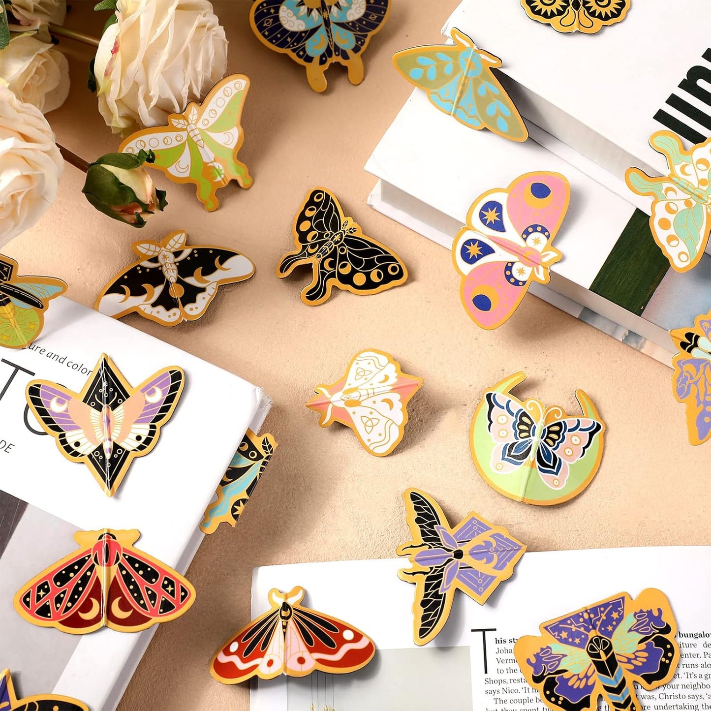 TaoBary 40 Pieces Butterfly Magnetic Bookmarks Cute Magnet Page Markers Bulk Foldable Page Clips for School Students Teachers, Book Lovers, Classroom Gifts, Women Office Reading(Vivid)