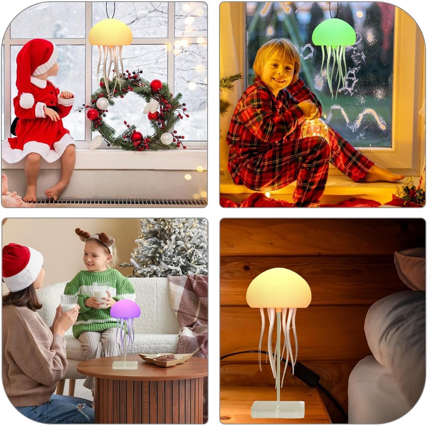 Jelly Lamp - Voice Control LED Jellyfish Light | Floating Rechargeable Night Lamp with Smart Table Design for Bedside, Parents, Kids, Bedroom, Office, and Relaxing Ambient Lighting