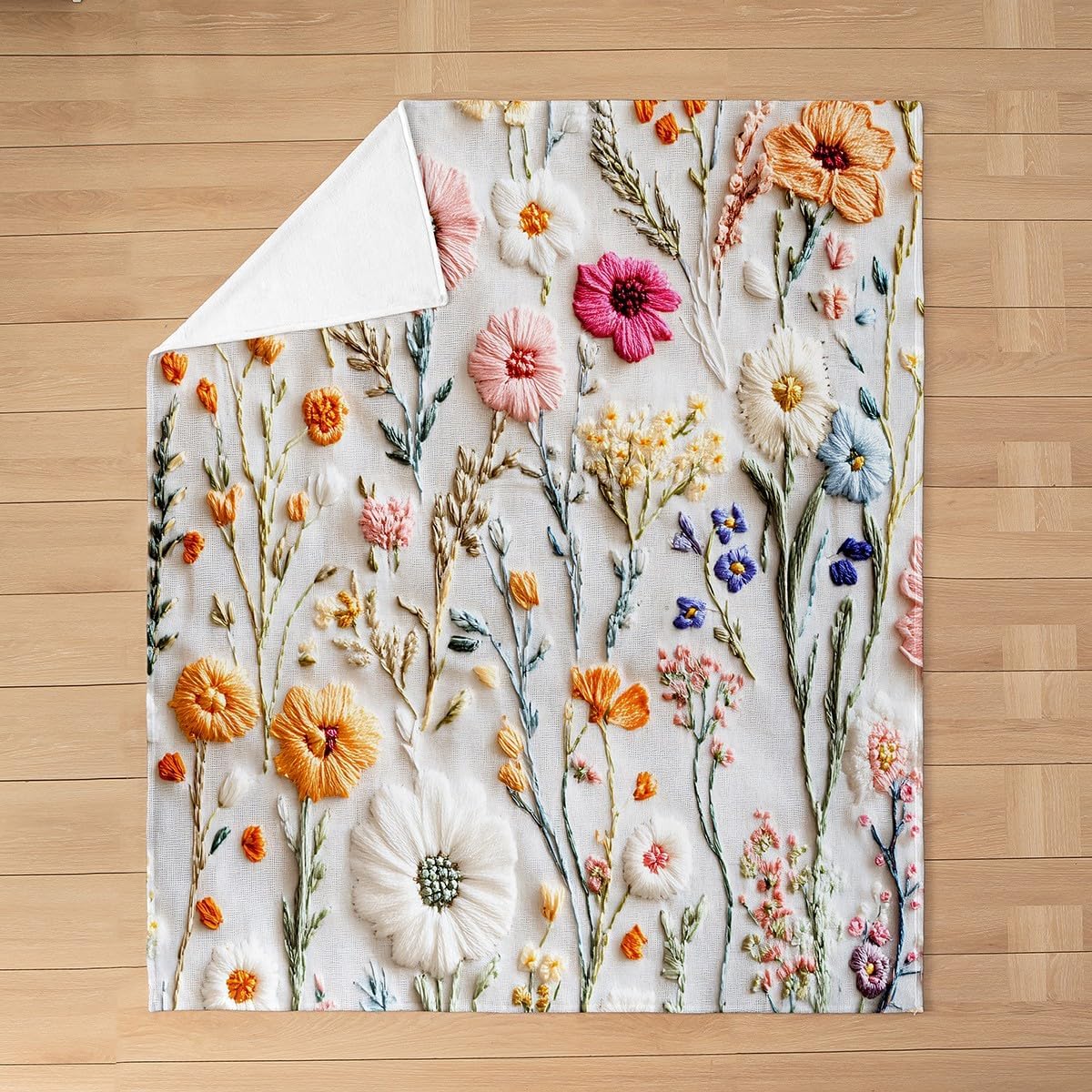 Feelyou Floral Flower All Season,Bed Blanket Boys Girls Twin 60"x80" Garden Flower Plush Throw Blanket, for Kids Women Men Ultra Soft Romantic Flannel Fleece Blanket Natural Scenery Room Decor