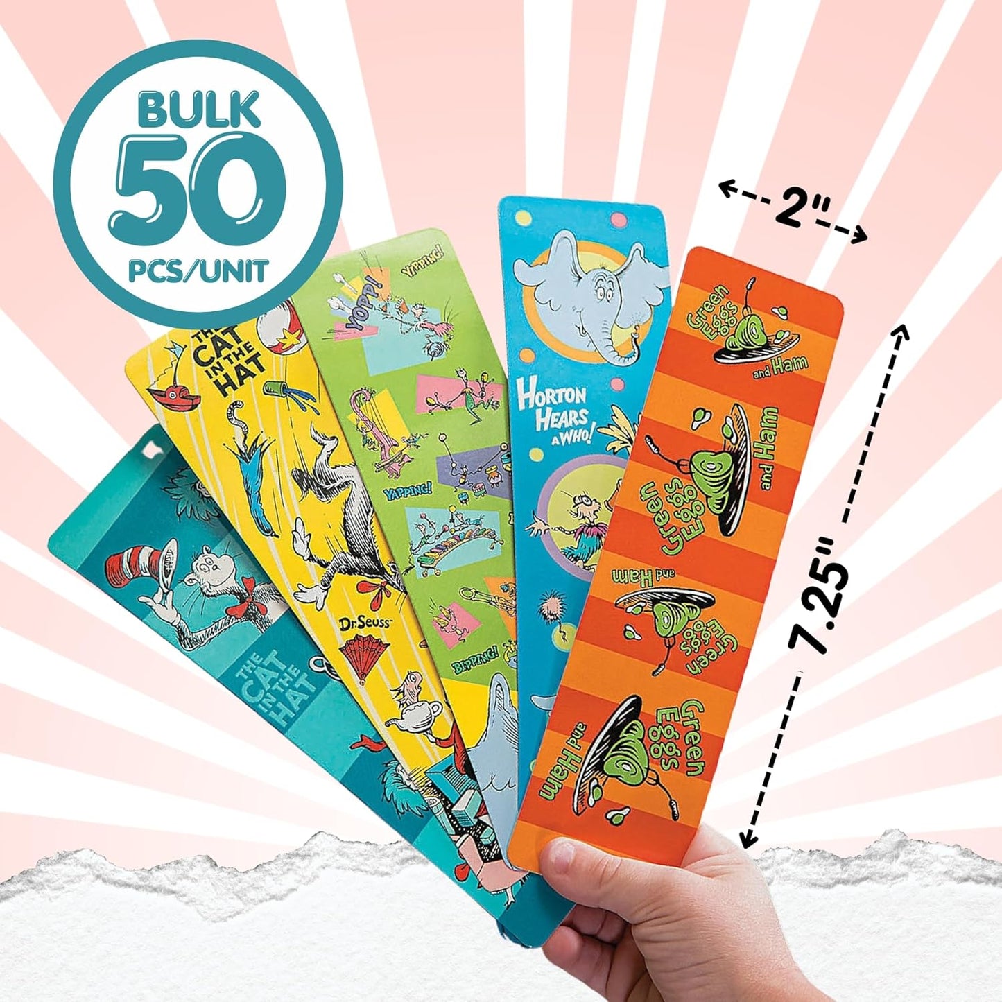 Raymond Geddes 66869 Dr Seuss Assorted Bookmarks For Kids (Pack of 50)