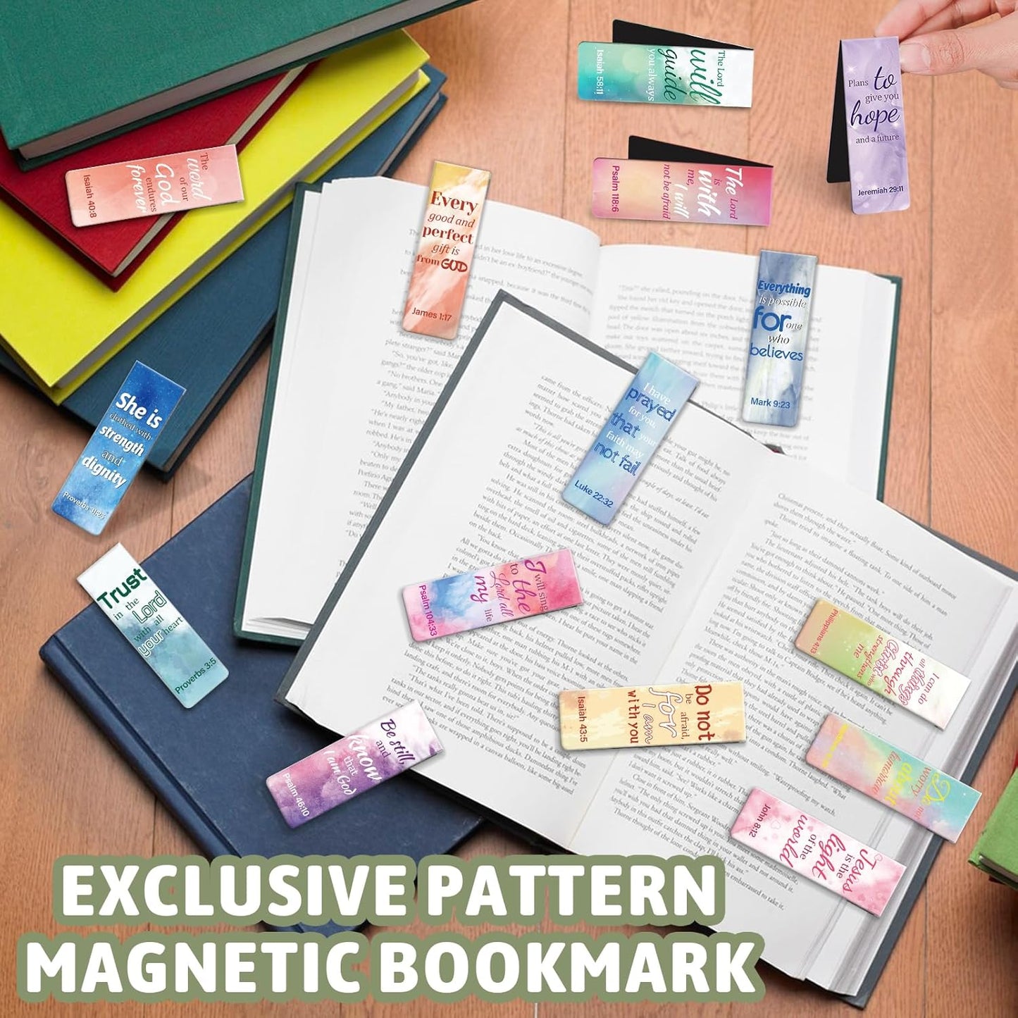 Magnetic Bookmarks, Tumwisk 15PCS Large Bible Quotes Christian Bookmarks for Women, Double Sided Book Markers, Book Marks for Reading Women Students Teachers Supplies