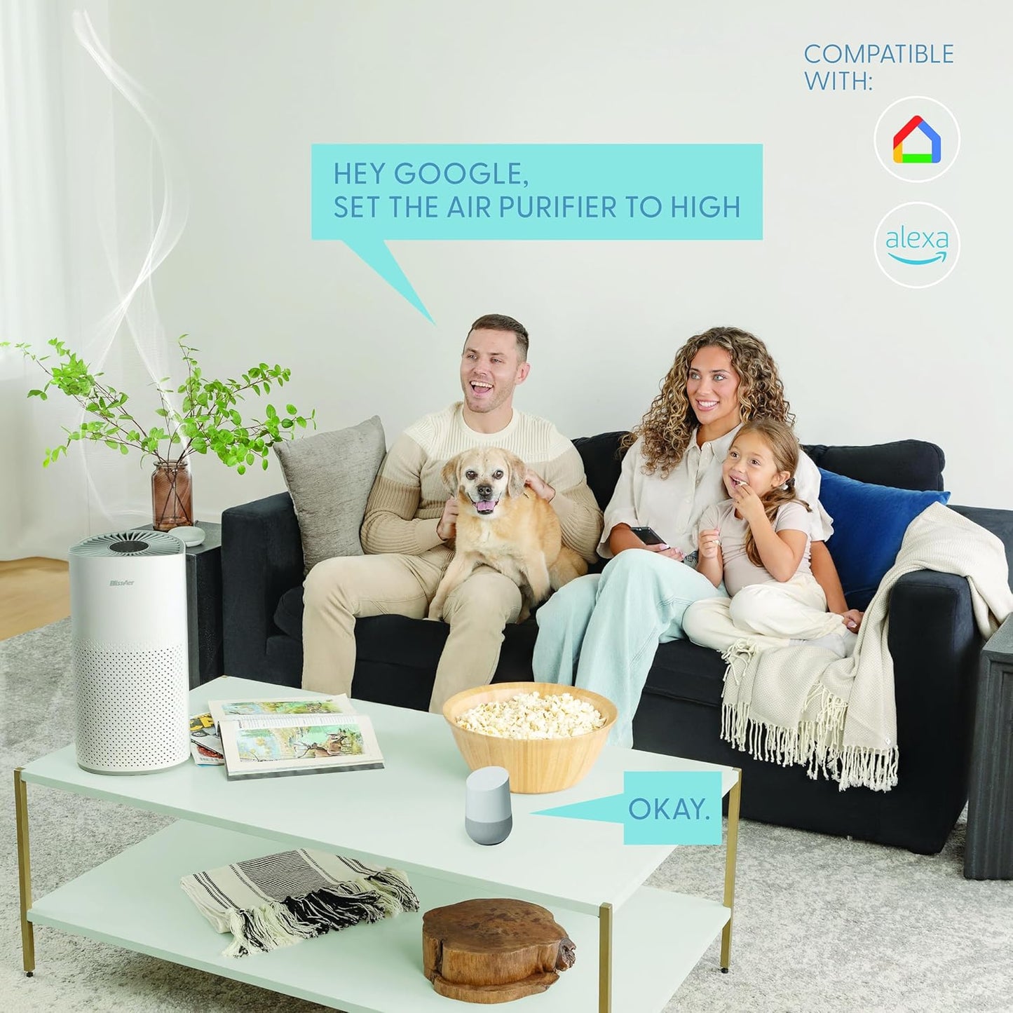 Air Purifiers for Home Large Room Pets Up to 1800 Ft² - Smart WiFi & Voice Control True HEPA Air Purifier For Home Bedroom Smoke, Dust, Pet Dander, Pollen, Sleep Mode - Kery Plus