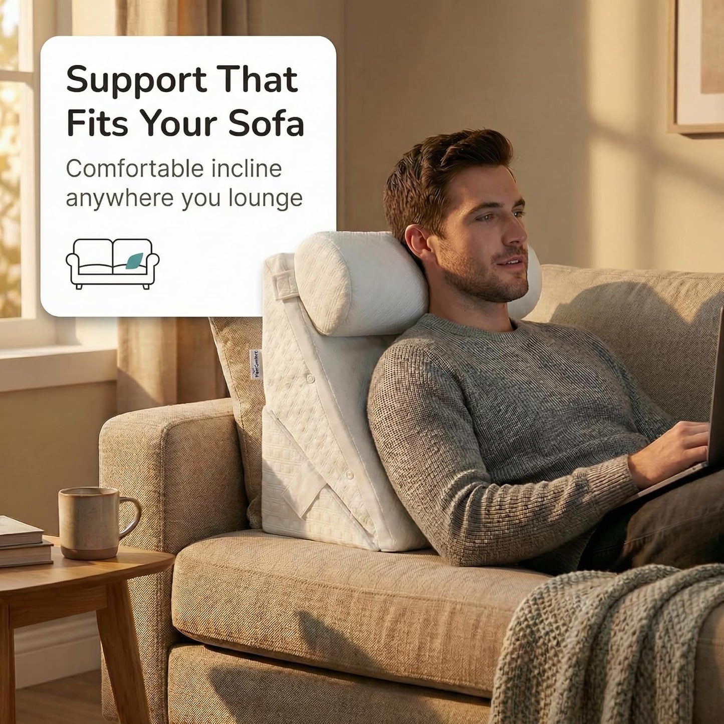 Wedge Pillow Set for After Surgery – Adjustable Headrest - Solid Memory Foam Incline System for Shoulder, Acid Reflux, Post Surgery & Sleep Apnea - Breathable Cover - Home Medical