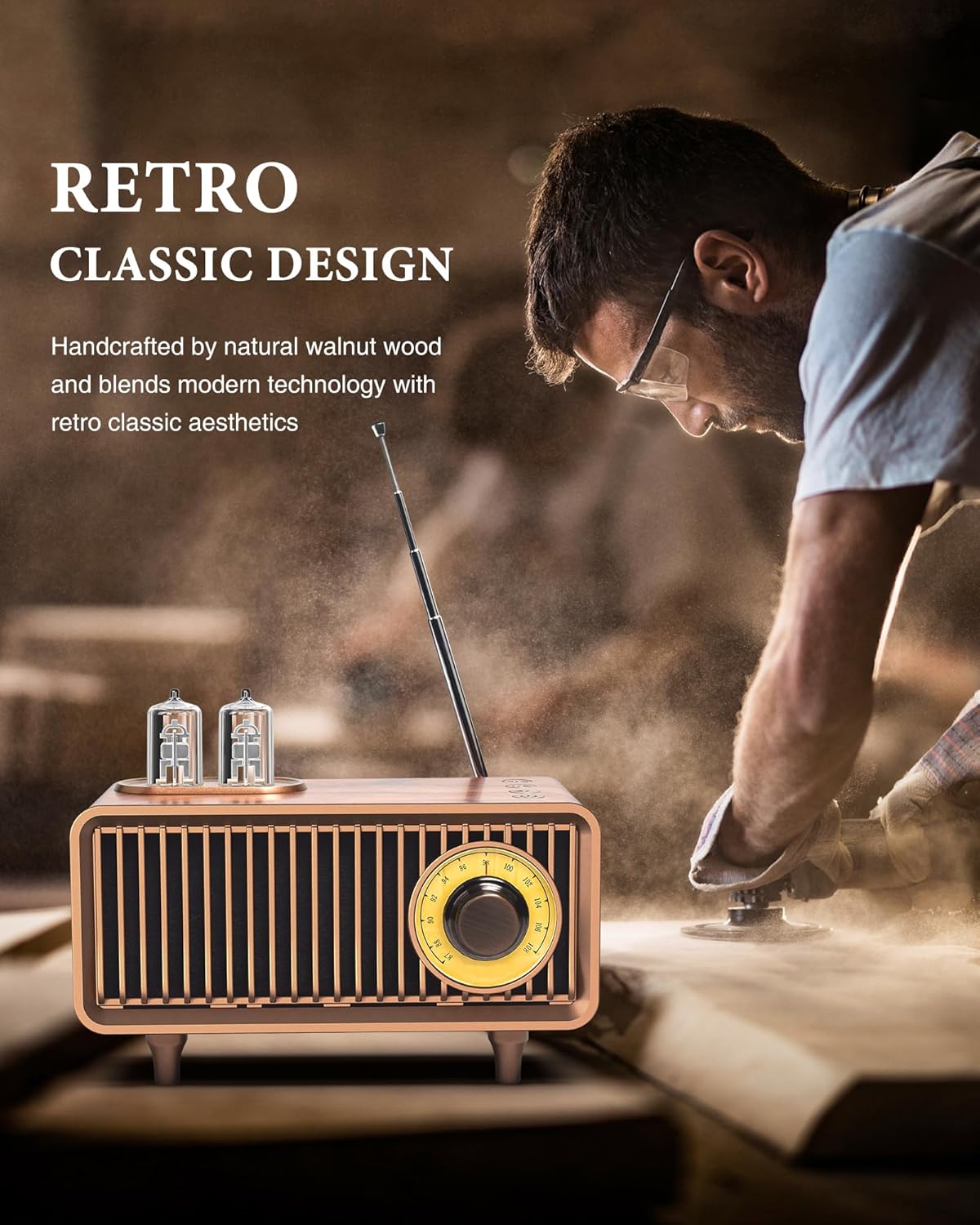 COLSUR Retro Bluetooth Speaker, Vintage Radio, bass, Bluetooth 5.1 Wireless Connection, Suitable for Home Office, Outdoor Party, Portable Speaker, Suitable for iPhone, Android Speaker