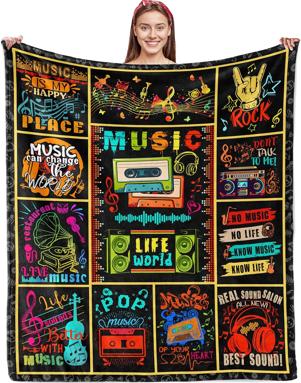 Music Blanket Gifts for Women Girls Soft Flannel Throw Blanket Musics Lovers Gifts Blankets for Kids Men Aults 50"X40"