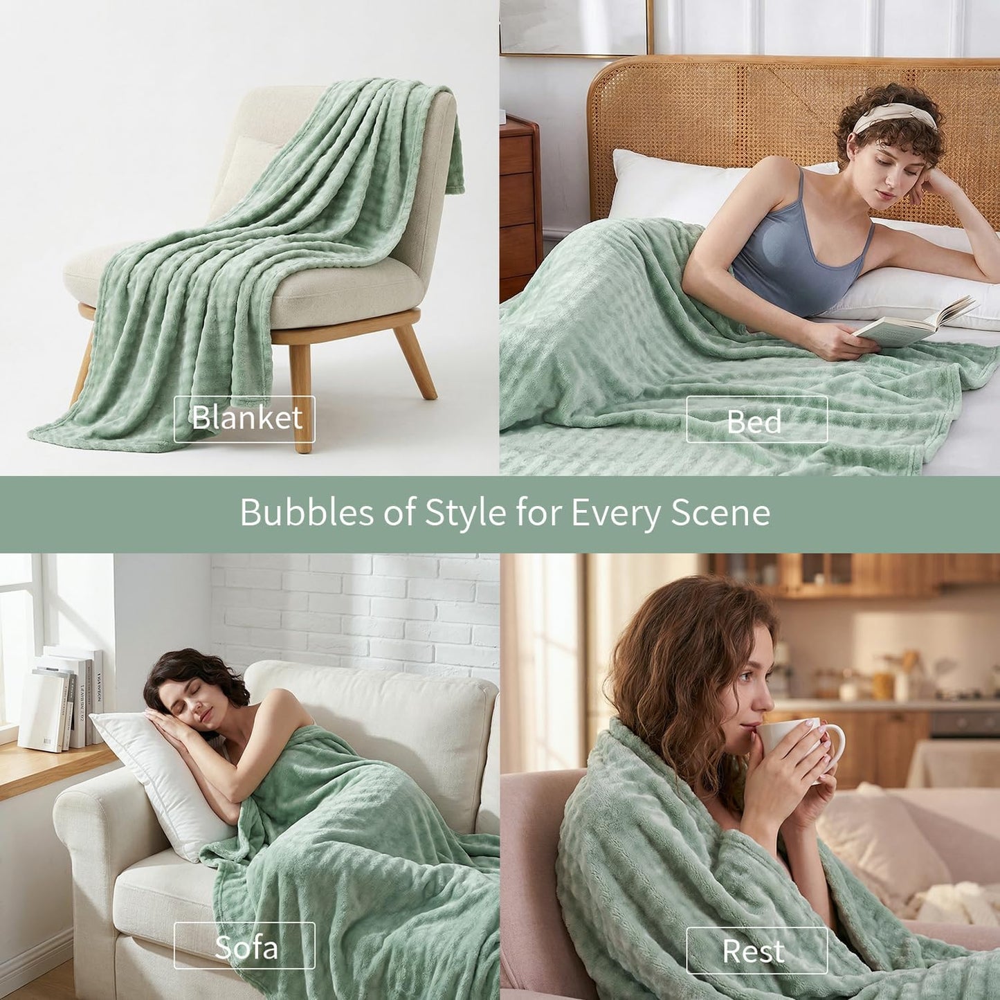 Fluffy 3D Bubble Throw Blanket for Couch & Bed – Cozy Soft Fleece Blankets for Women & Girls – Warm Lightweight Fuzzy Throw XL (50x70) – Machine Washable Gifts