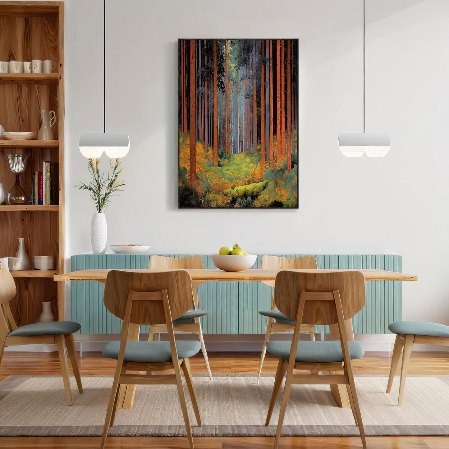 GDJSMIN Abstract Forest Landscape Wall Art, Tall Trees Poster for Reading Room Living Room Decor 12x 16 inch Unframed