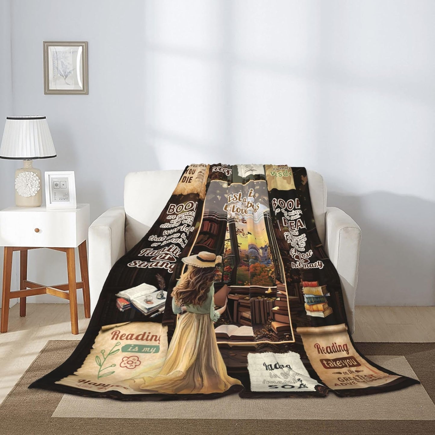 Book Lovers Gifts for Girl, Reading Gifts for Readers, Reader's Blankets 60"X 50", Book Club Gift for Bookish or Librarian, Bookworm Present on Birthday Christmas Day or Graduation