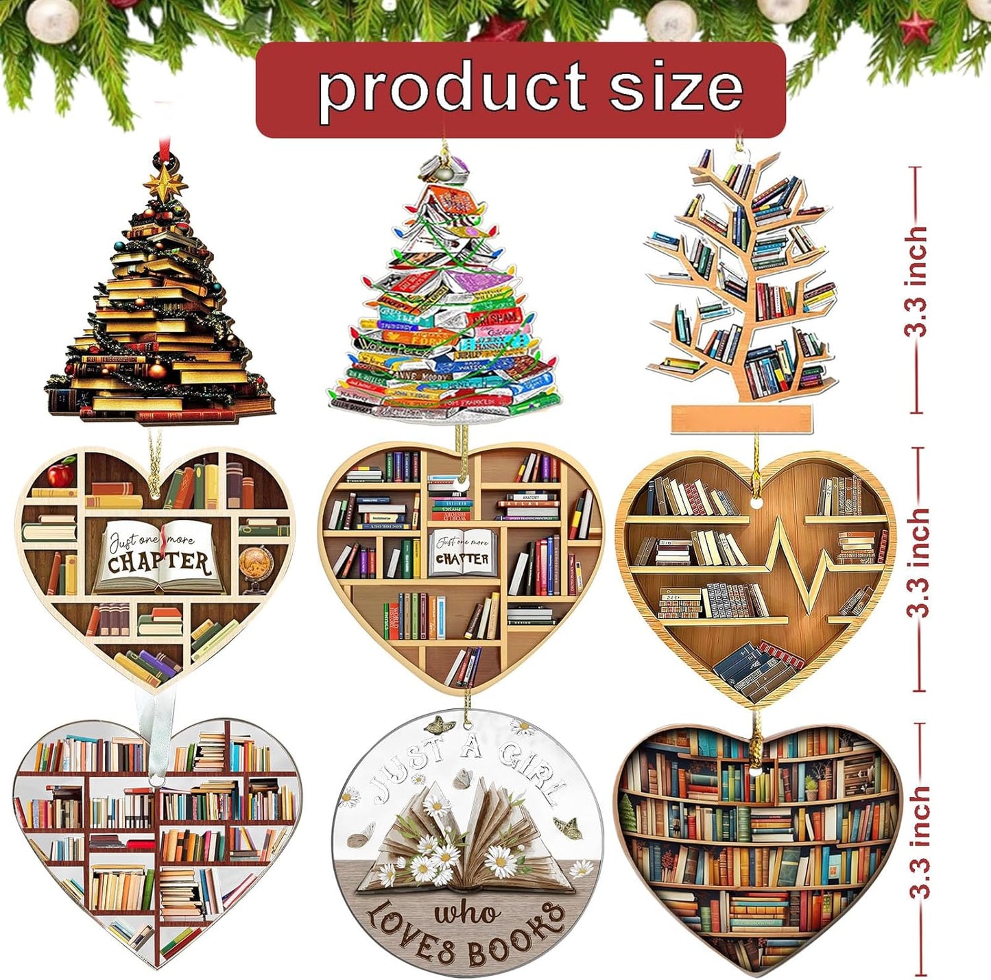 Book Christmas Ornaments 2025, Book-Themed Ornaments for Christmas Tree, Gifts for Book Lovers for Women & Men, Ideal Book Lover Gift Idea for Christmas