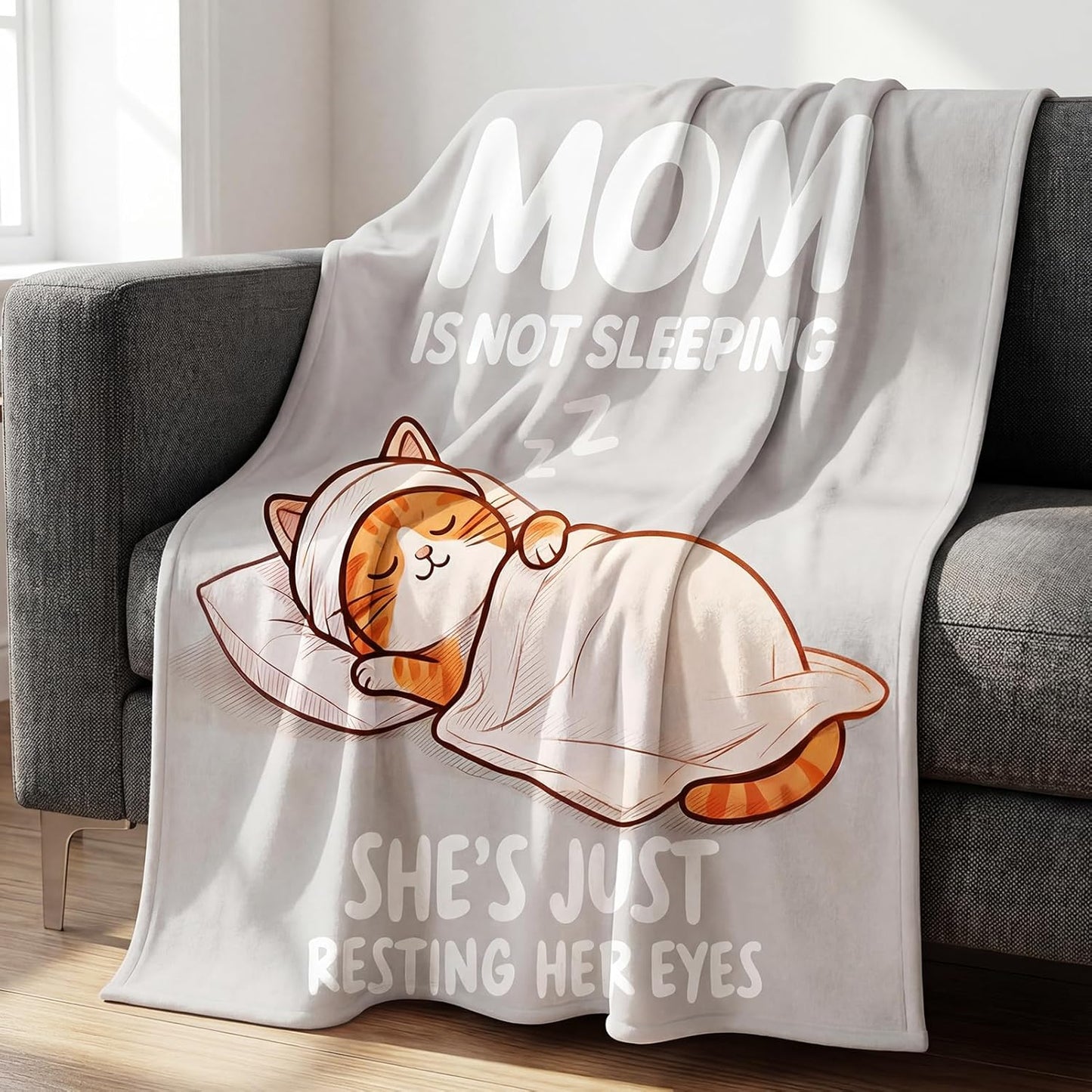 Gifts for Mom Birthday Gifts for Mommy from Daughter Son, Valentines Mothers Day Easter Birthday Thanksgiving postpartum Funny Ideas Gifts, Unique Thoughtful Blanket Cat Presents 60’’x50’’, Mom Gifts