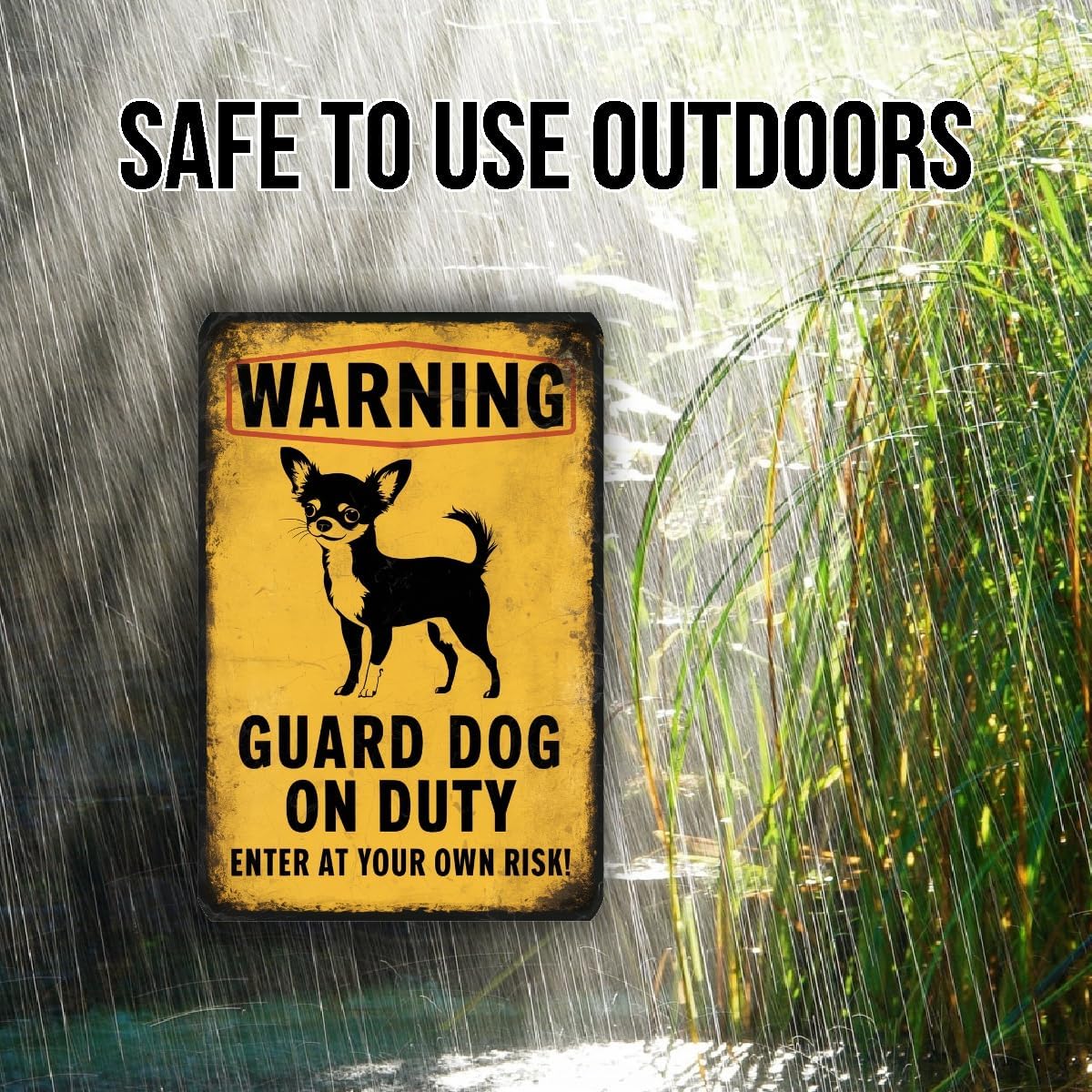 Funny Chihuahua Guard Dog Warning Sign – Vintage-Style Pet Humor Sign For Home Or Yard – Enter At Your Own Risk Dog Decor 8x12