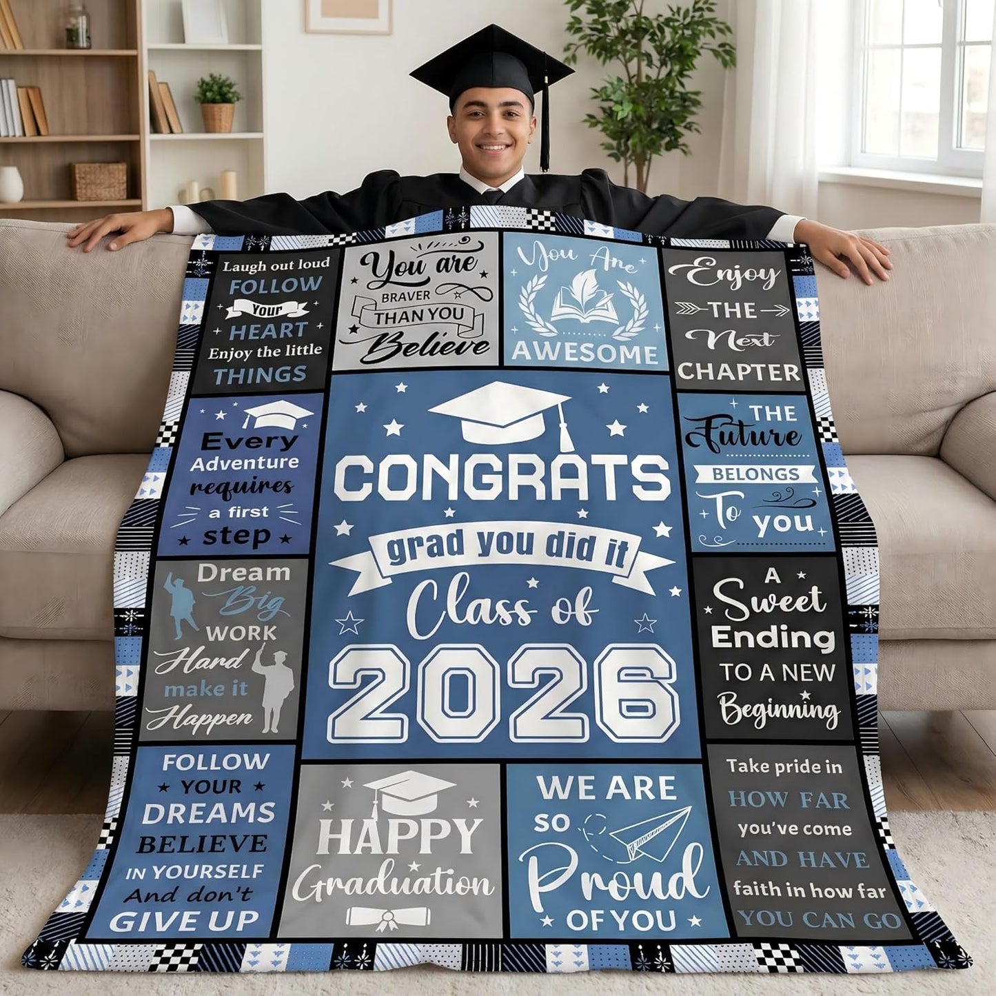 2026 Graduation Gifts for Him/Her Blanket 60"x50", Class of 2026 High School College Masters Degree Graduation Gifts for Him Men, 2026 Graduate Decorations