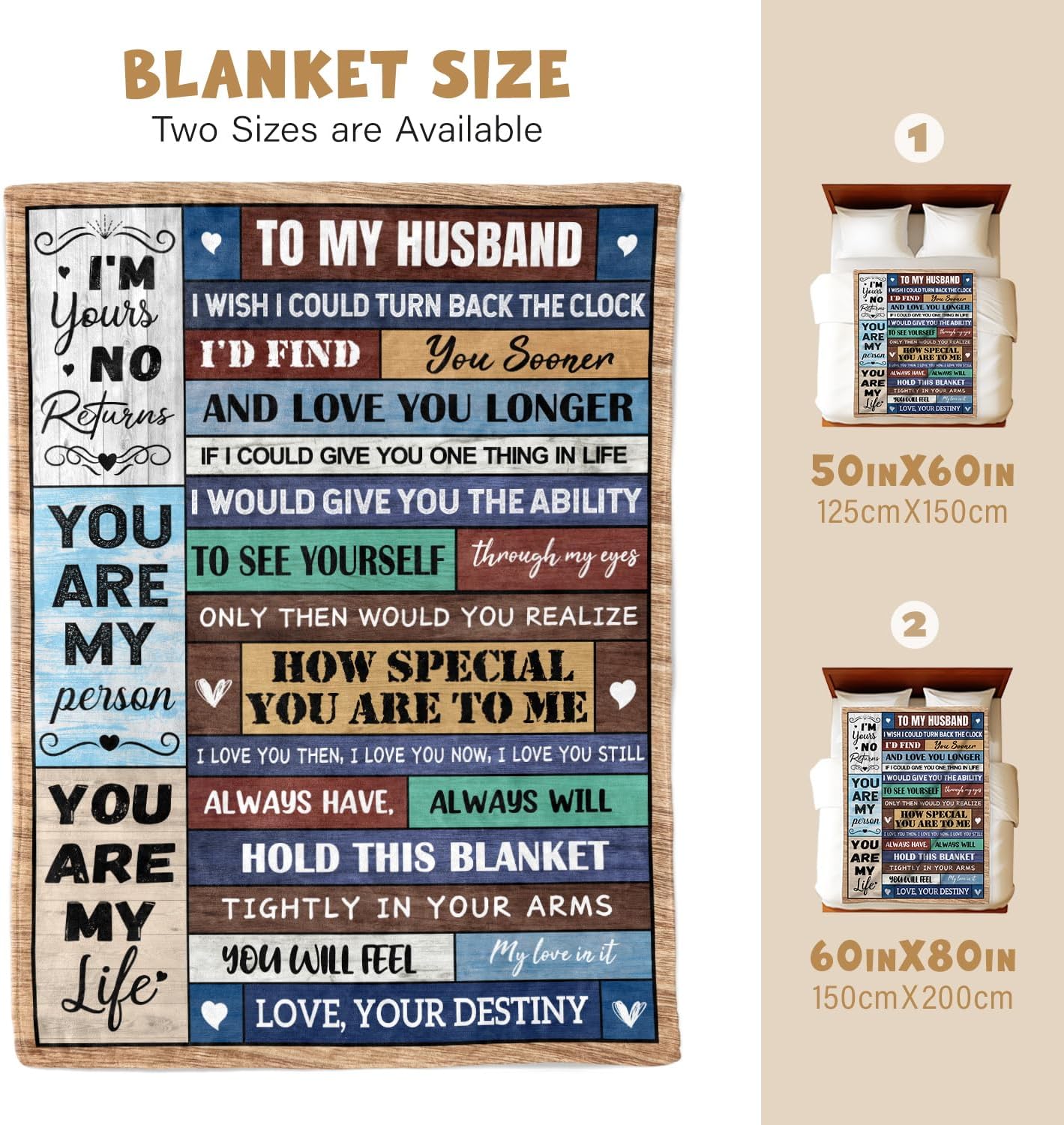 Husband Valentines Day Birthday Gifts from Wife - Wedding Anniversary Romantic Presents for Him Man - Fathers Day Christmas Birthday Gifts for Husband Him - to My Man Blanket 60"x80"