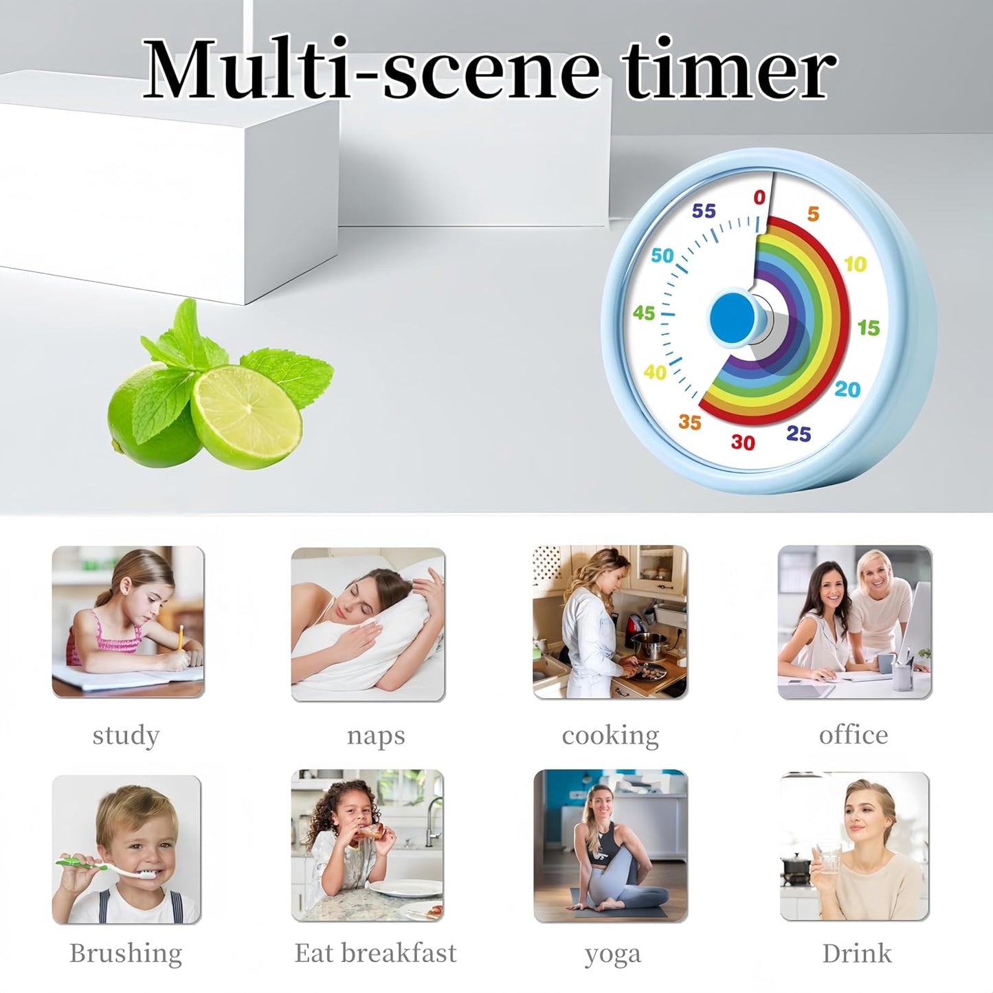 Visual Timer for Kids, 60 Minute Time Timer Kids Timer for Classroom Home Office, Countdown Timer for Cooking Teaching Working Meeting, Pomodoro Timer Kitchen Timer (Blue)