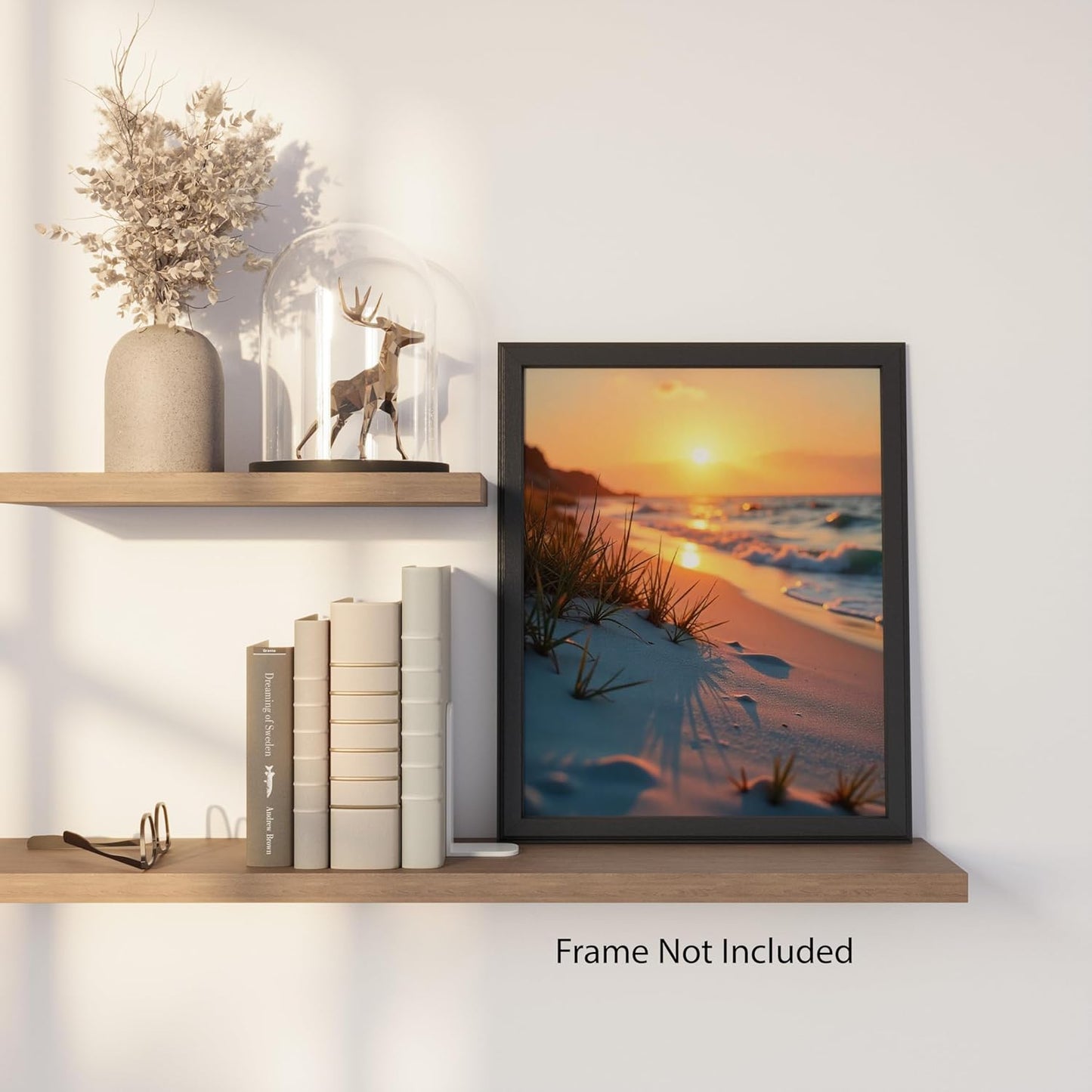 ZUKIY Sunset Pathway to Shore - Beach Prints Wall Art - Relaxing Wall Art for Bedroom - Ocean Beach Painting Poster Decor - Beach Artwork for Living Room or Office - 8x10 Unframed Poster