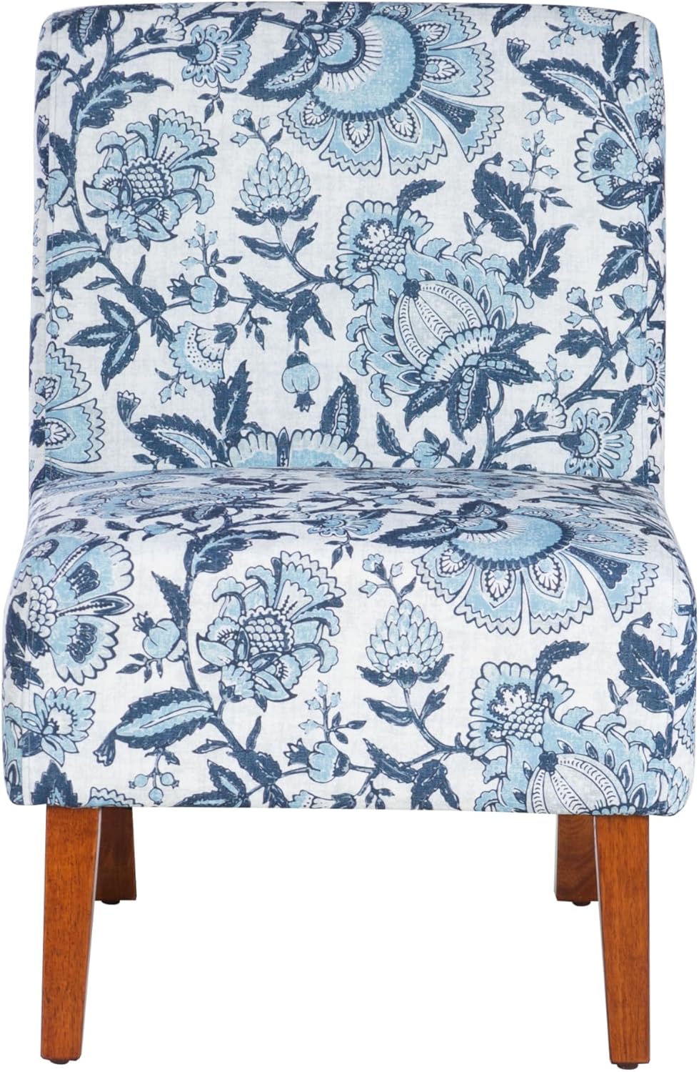 Linon Lily Blue and White Floral Paisley Upholstered Accent Chair