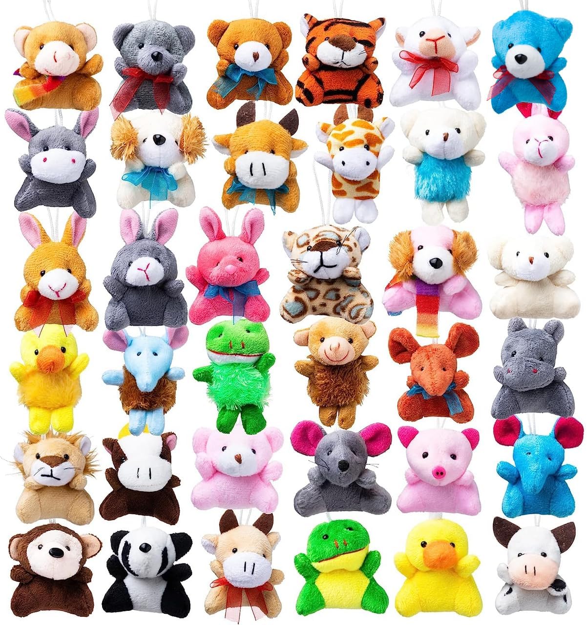 JOYIN 36 Pack Mini Animal Plush Toy Assortment (36 Units 3" Each),Bulk Stuffed Animals Party Favors for Kids, Small Animals Plush Keychain Decoration, Carnival Prizes, Easter Treasure Box Toys