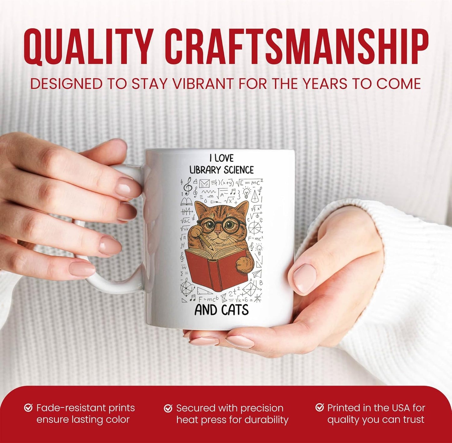 Library Science And Cats Mug - Information Specialist Coffee Cup - Librarian Funny Gift From Friends - Book Lover Tea Mugs - Knowledge Cups - 11 Oz Ceramic Gifts For Enthusiasts, Birthday, Him, Her