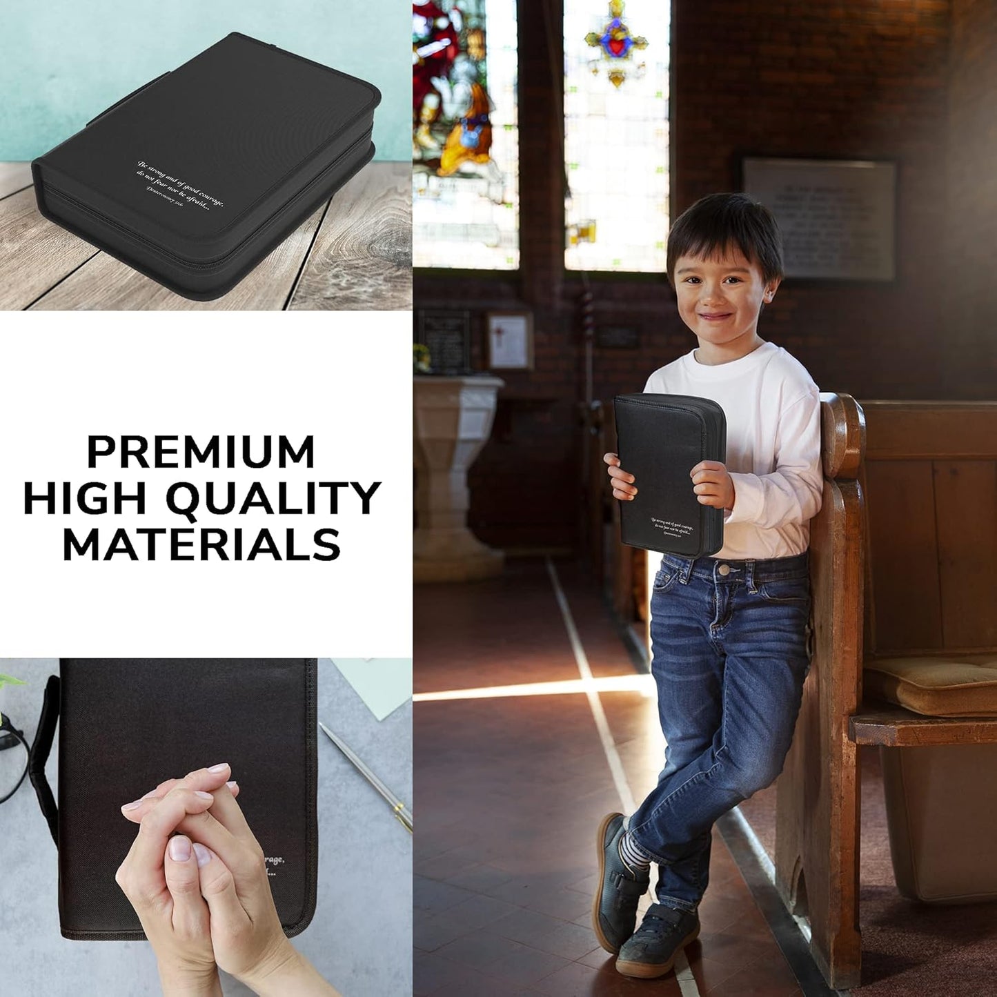 DEHITE Bible Cover Case for Men and Women — Bible Cover for Men and Women — Premium Bible Carrying Bag with Pen Slots — Available in Medium & Large Sizes