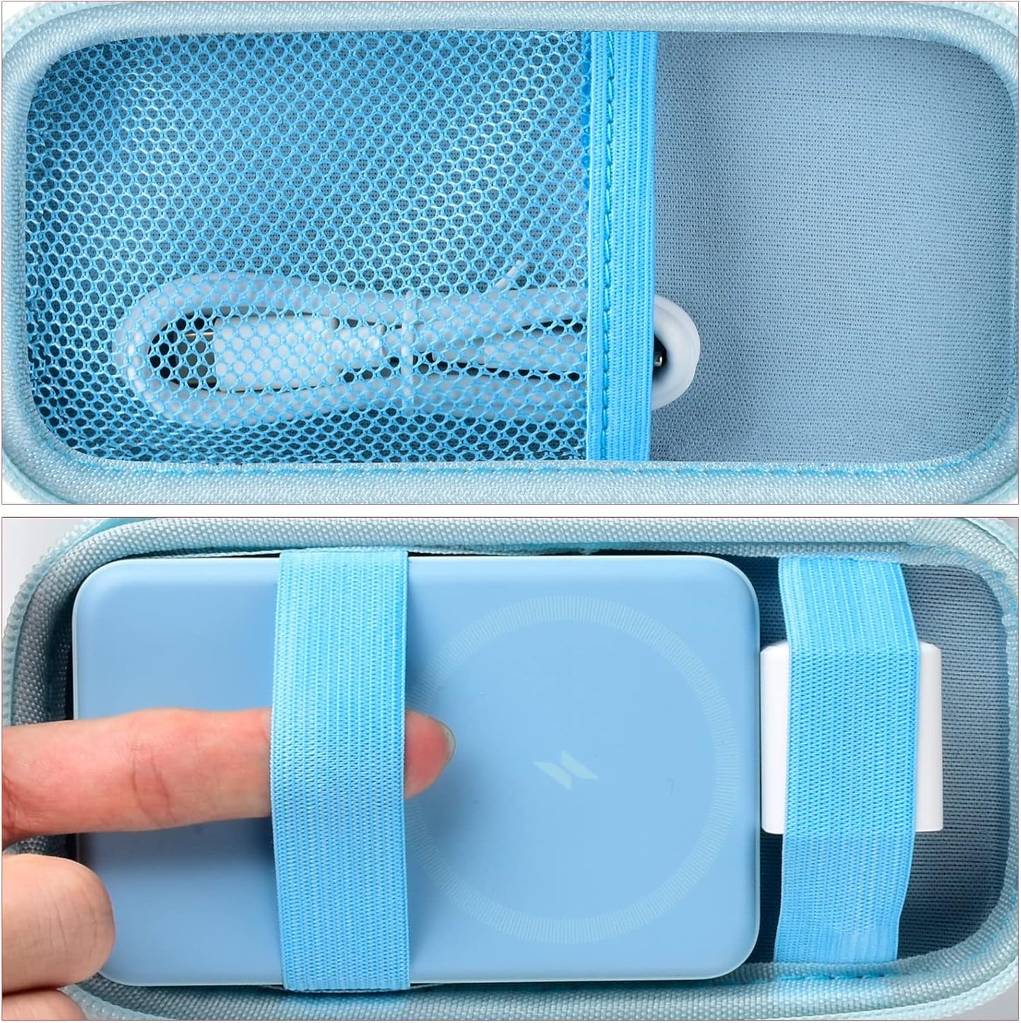 Case for Anker Magnetic Battery 10,000mAh Foldable Wireless Portable Charger, 633/622/621/321 5,000mAh Power Bank (MagGo) Holder, Storage for Baseus Power Delivery -Case Only (Blue, Medium)