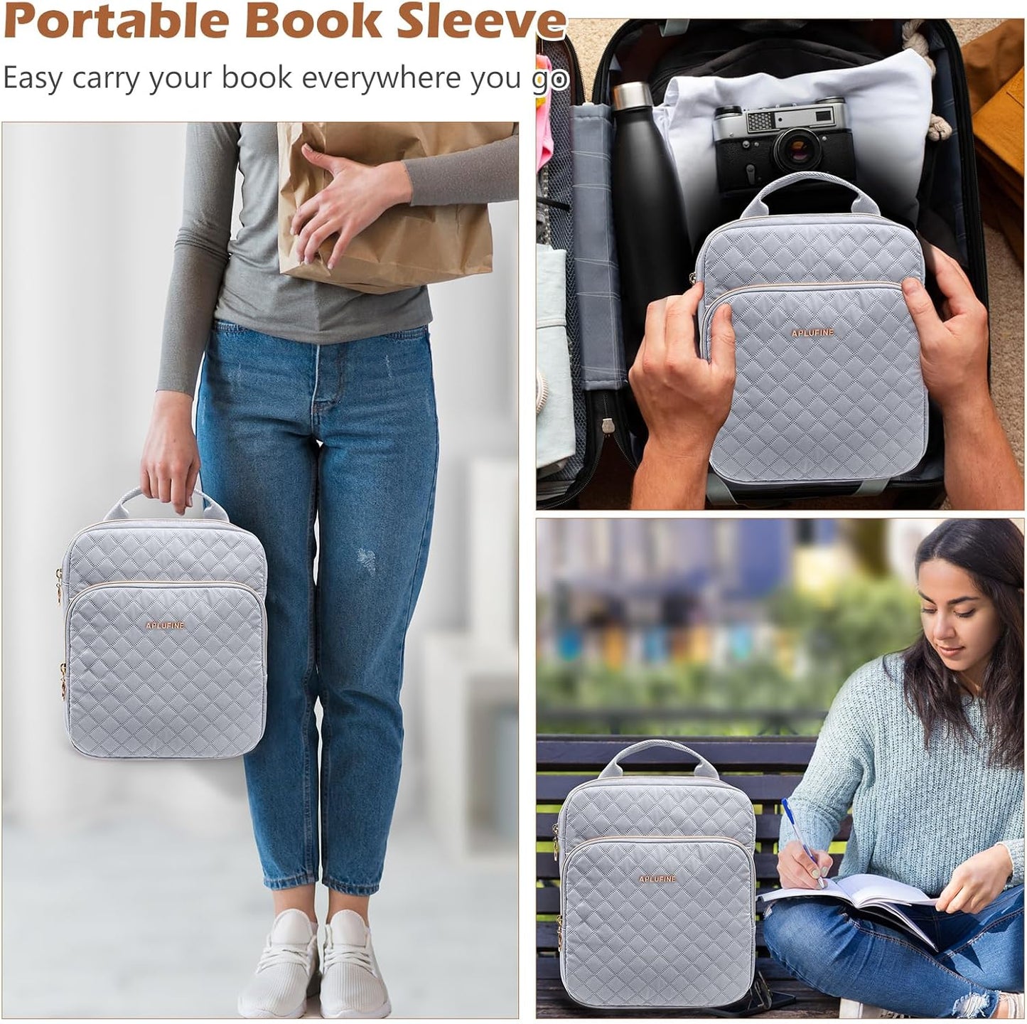 Book Sleeve with Zipper Book Pouch, Book Protector Bag,Book Sleeve for Book Lovers, Book Cover, Book Carrying Case for Book Accessories, Study Suppliers