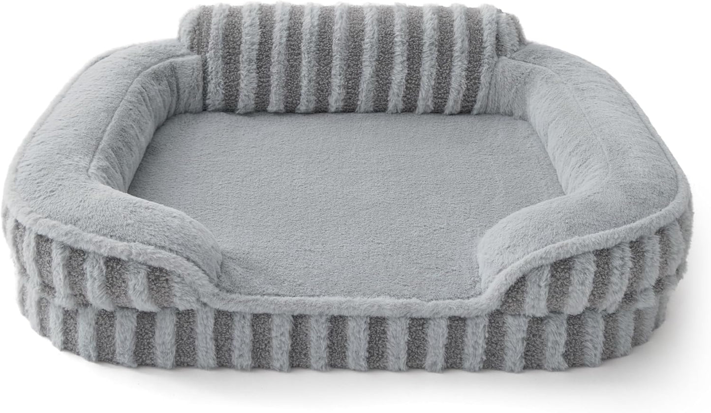 LE SURE Cute Dog Bed Medium Size Dog, Orthopedic Waterproof Medium Pet Beds with Sides, High Back Non-Slip Bottom and Egg-Crate Foam Pet Couch Sofa with Washable Removable Cover, Grey