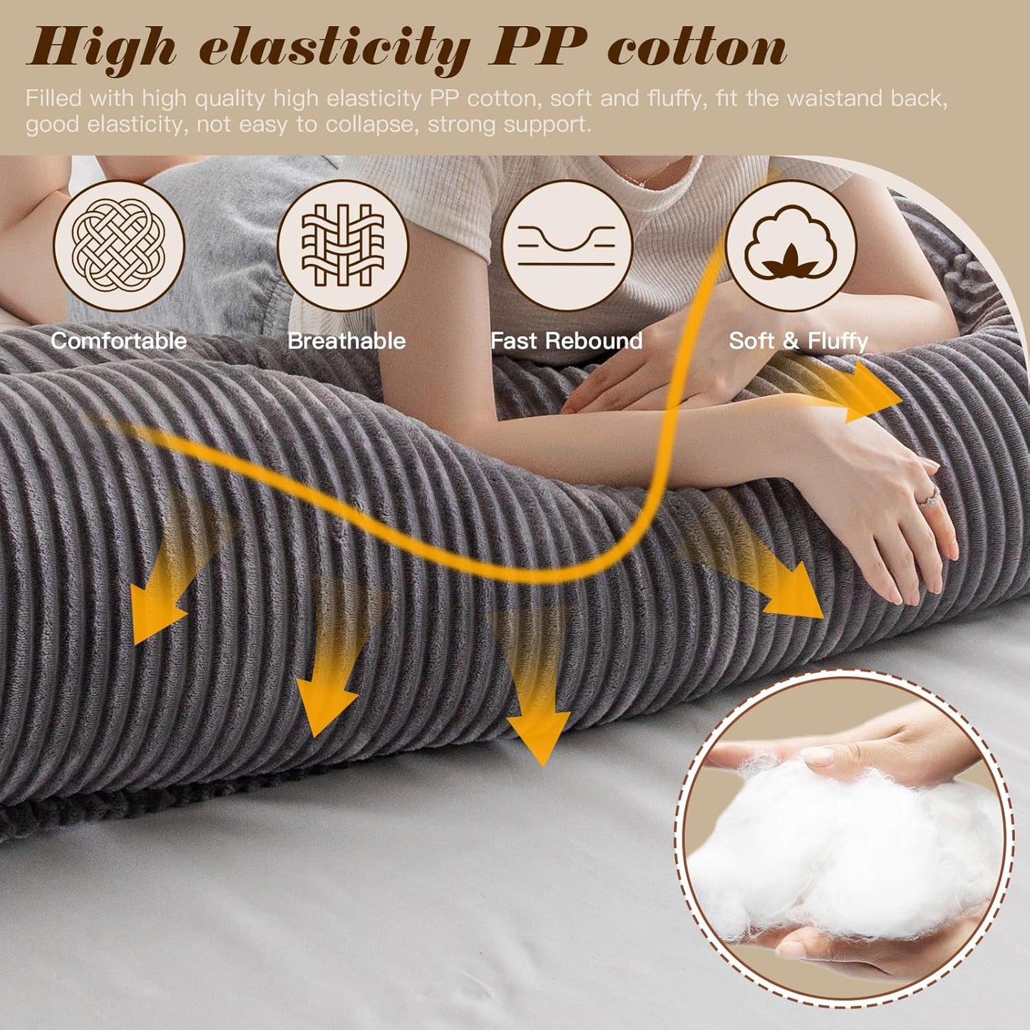Large Triangular Headboard Wedge Bed Rest Reading Pillow Backrest Positioning Support Bolster Cushion with Removable Cover (Grey, CA King: 71x8x20 Inches)