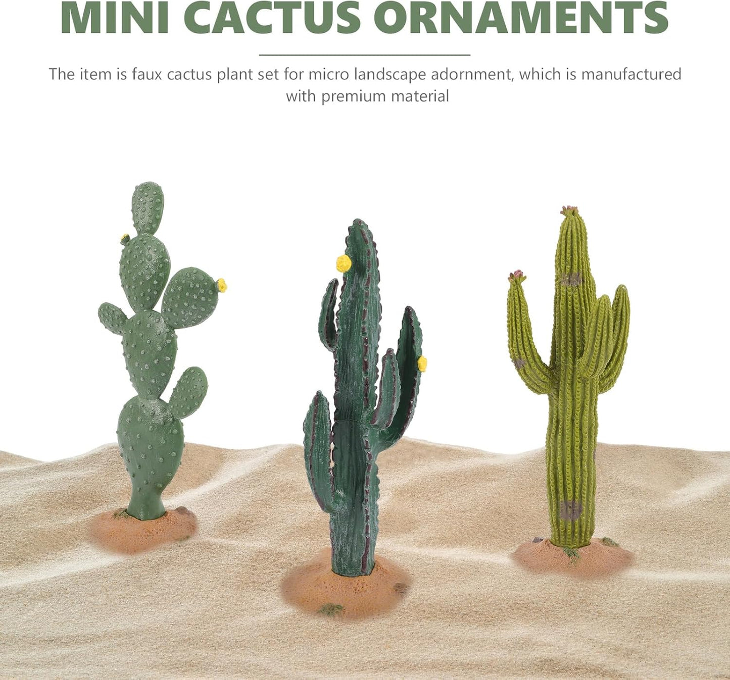 ARTIBETTER 3pcs Artificial Simulated Cactus Artificial Sand Decor Faux Succulent Decor Fake Cacti Plants Table Ornament Centerpieces for Home Office Decoration
