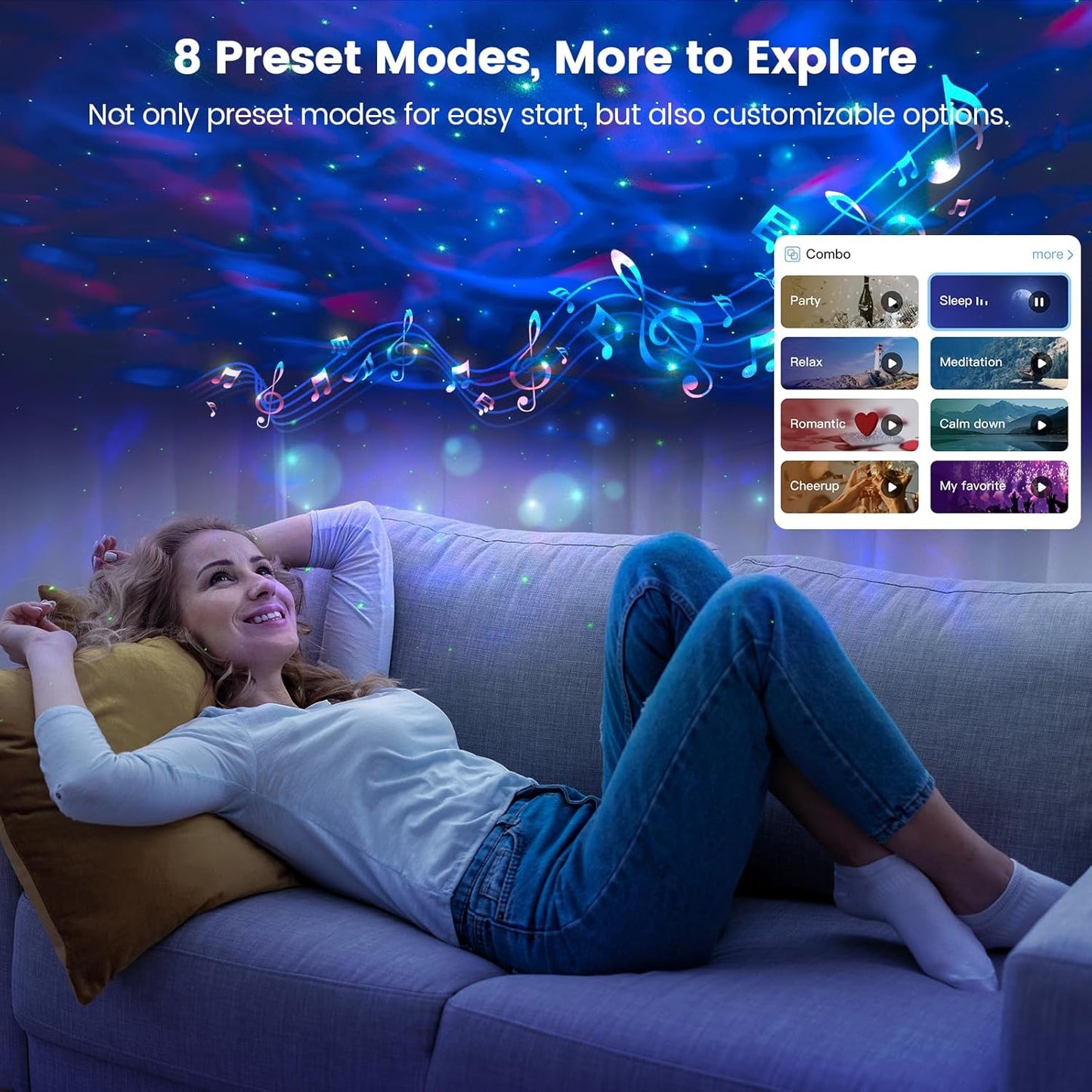 Glocusent Star Projector: 60 Soothing Sounds White Noise Sound Machine with HiFi Bluetooth Speaker for Bedroom - Galaxy Projector Work with App(2.4Ghz WiFi), Gifts for Adults Kids Birthday (BlackⅠ)