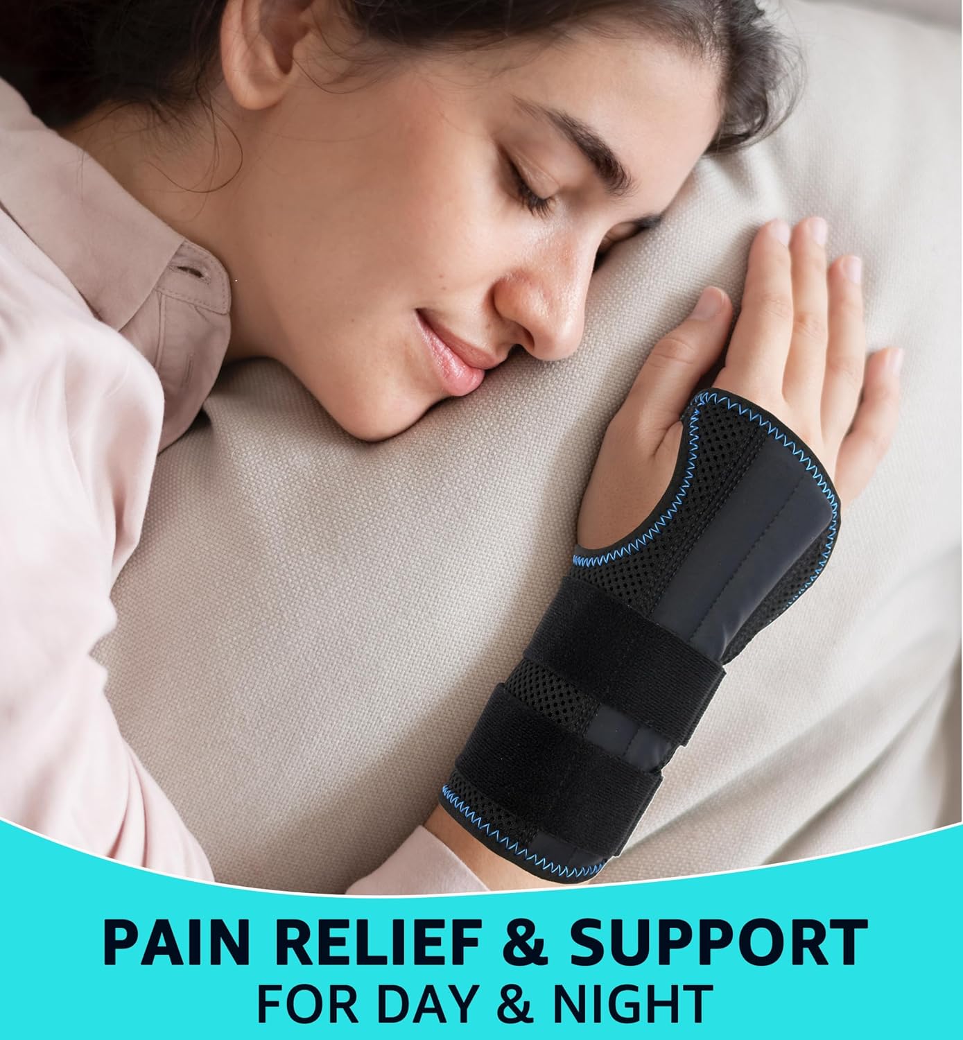 HiRui Wrist Brace for Carpal Tunnel Arthritis, Wrist Support with Splints Compression Hand Support for Tendonitis Sprain, Fits Day&Night Sleep Support, Adjustable (Large, Left Hand (Pack of 1))