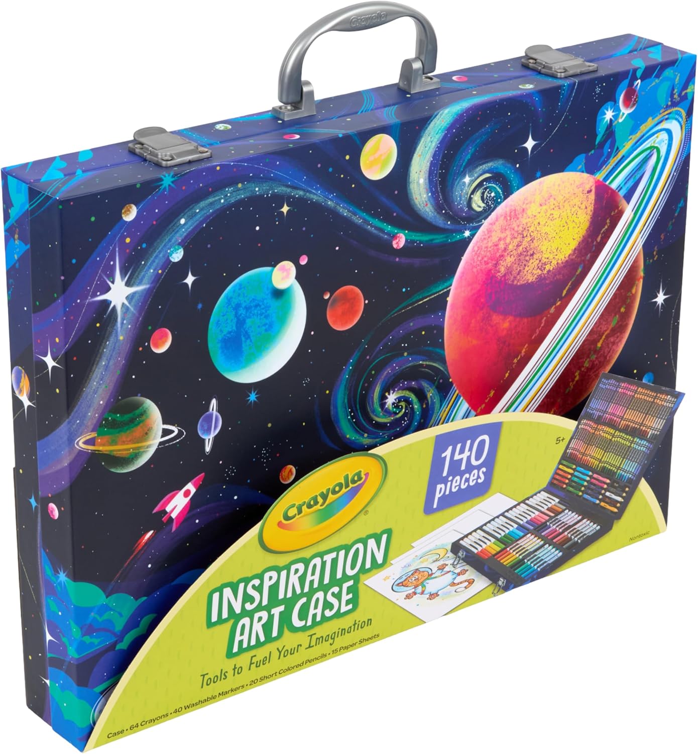 Crayola Inspiration Art Case Space Coloring Set (140pcs), Essential Easter Basket Stuffers, Art Kit for Kids, Crayons, Markers, Pencils, Easter Gifts for Kids, Ages 5+ [Amazon Exclusive]