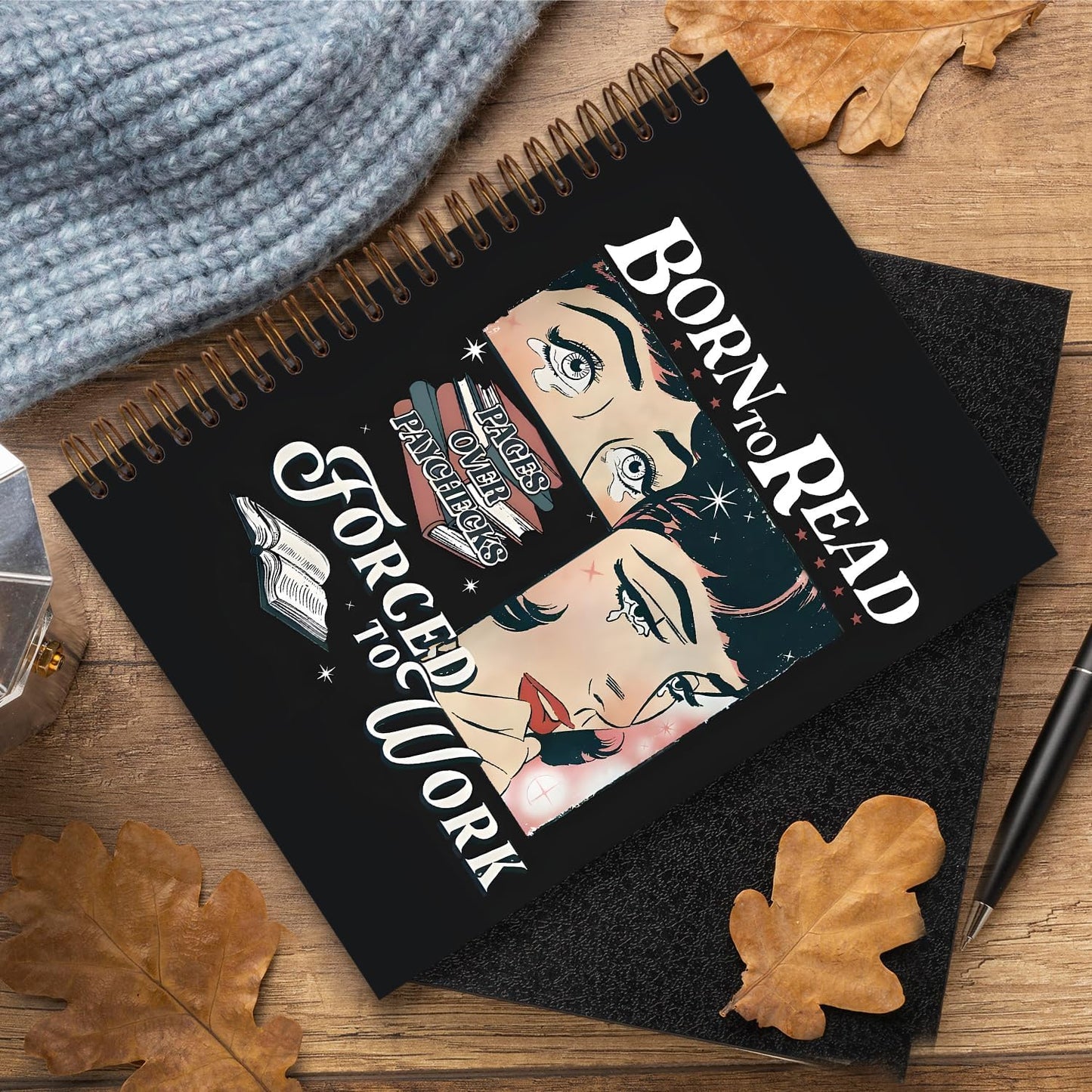 Book Club Journal, Book Tracker Journal for Books Lovers, Reading Journals Notebook, Bookish Reader Gifts for Women, Born to Read Forced to Work Spiral Notebook 5.5x8.3