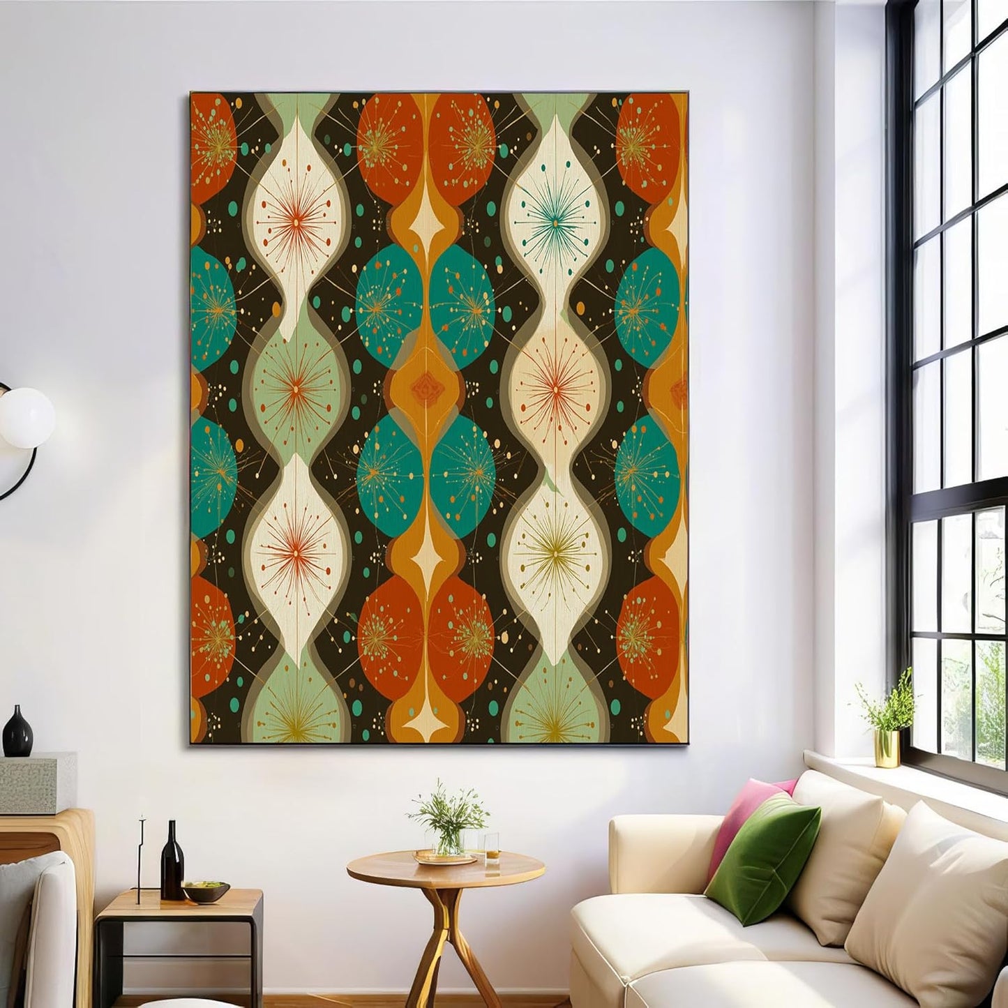 GDJSMIN Mid-Century Modern Wall Art, Abstract Geometric Shapes Poster for Reading Room Living Room Decor 12x 16 inch Unframed